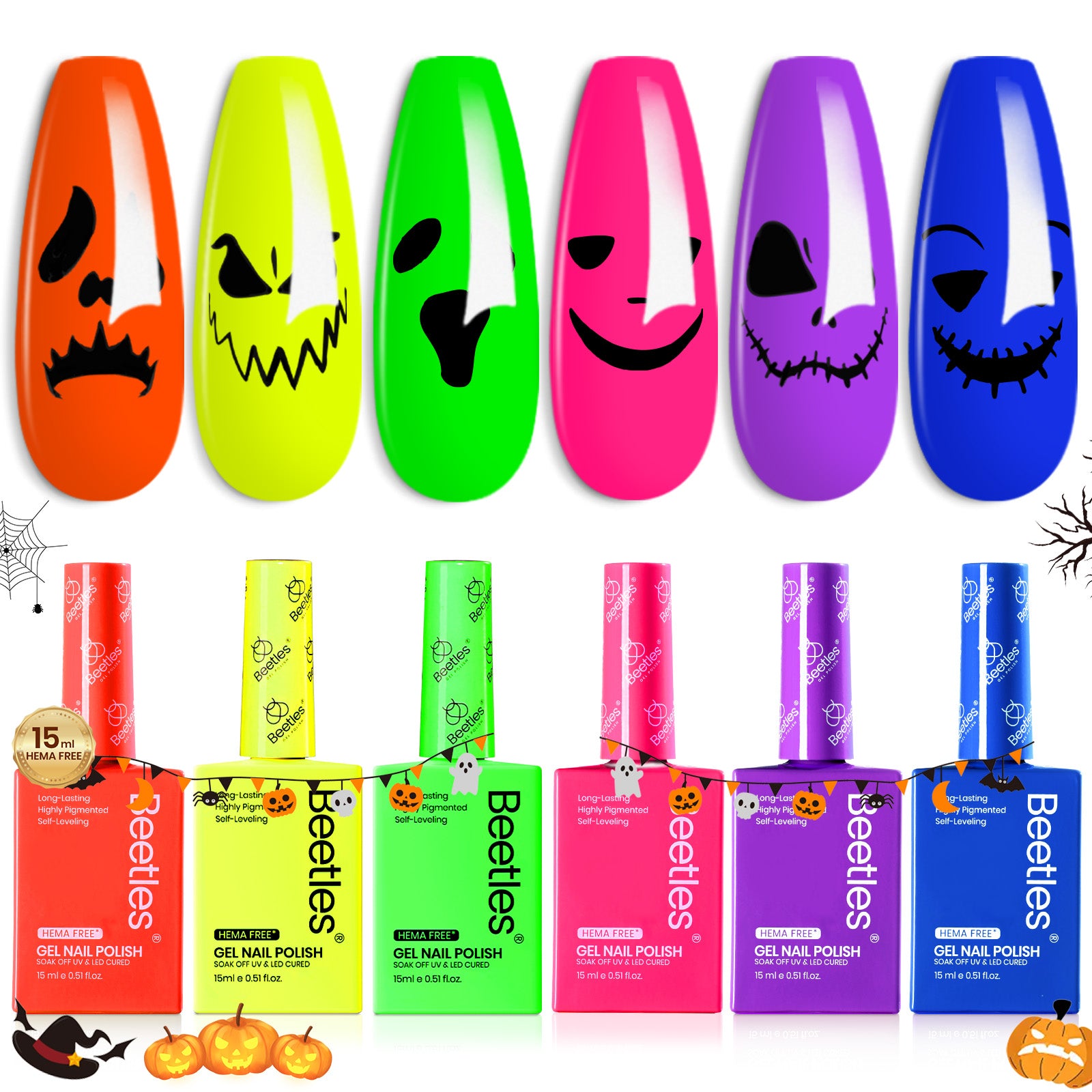 Hema-free Tropical - Glow Colorful Bottle 6 Color Each 15ml Blue Yellow Pink Gel Polish