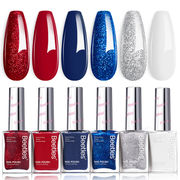 Air Dry Nail Polish| 6 Colors Gel Nail Polish Classic Red White Blue