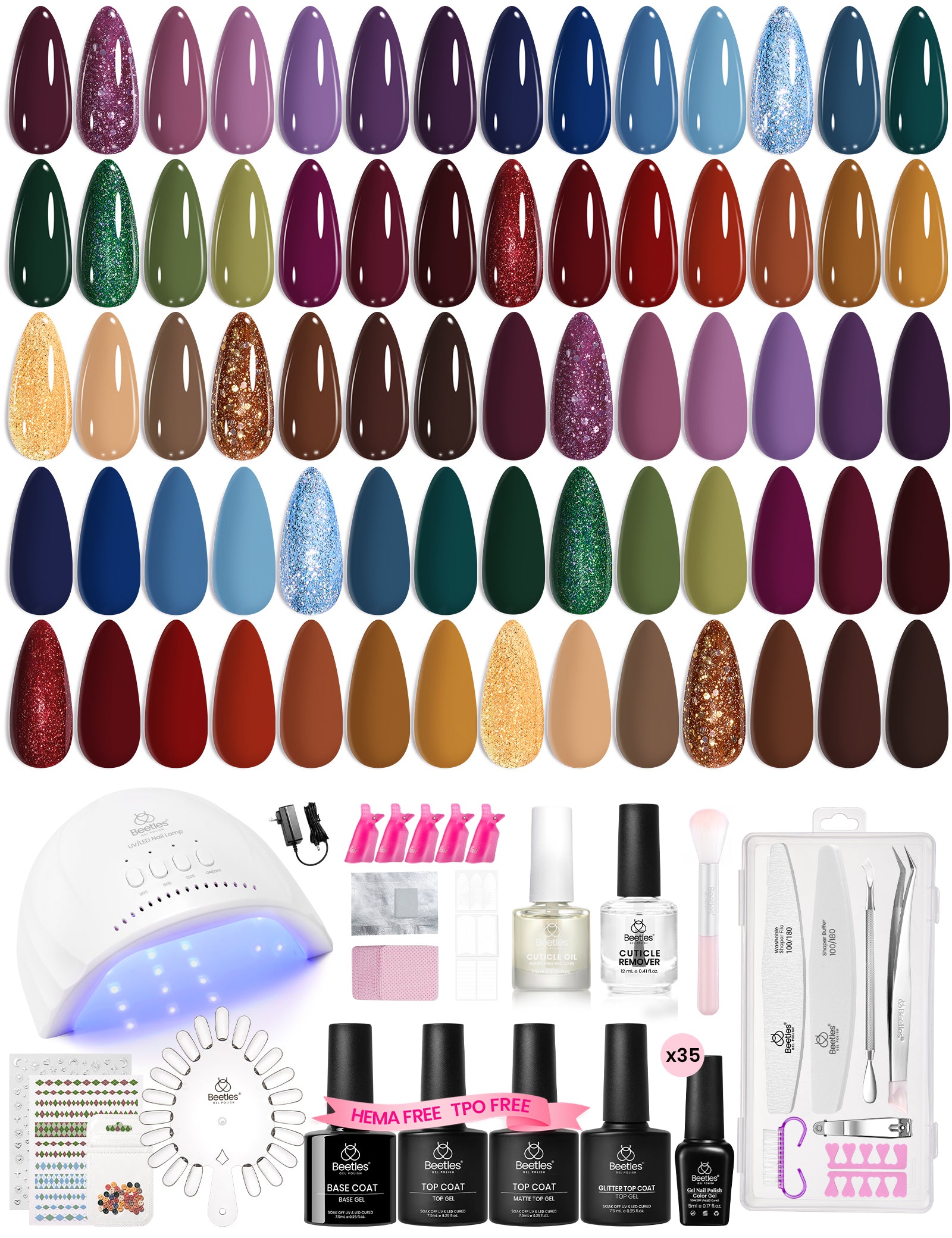Beetles Gel Nail Starter Kit Harvest Grove 35 Colors Gel Fall
