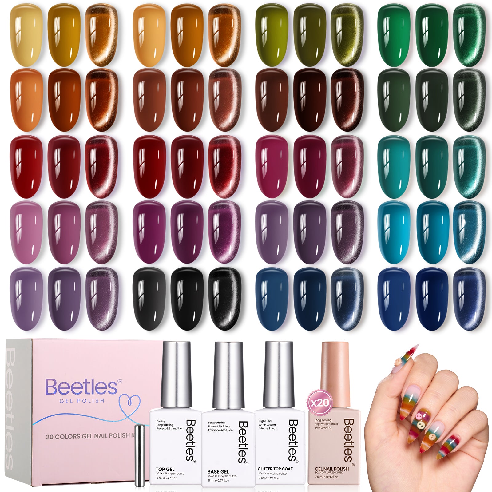 Beetles Leisure Fall 20 Colors Jelly Gel Polish Set 7.5ml HEMA
