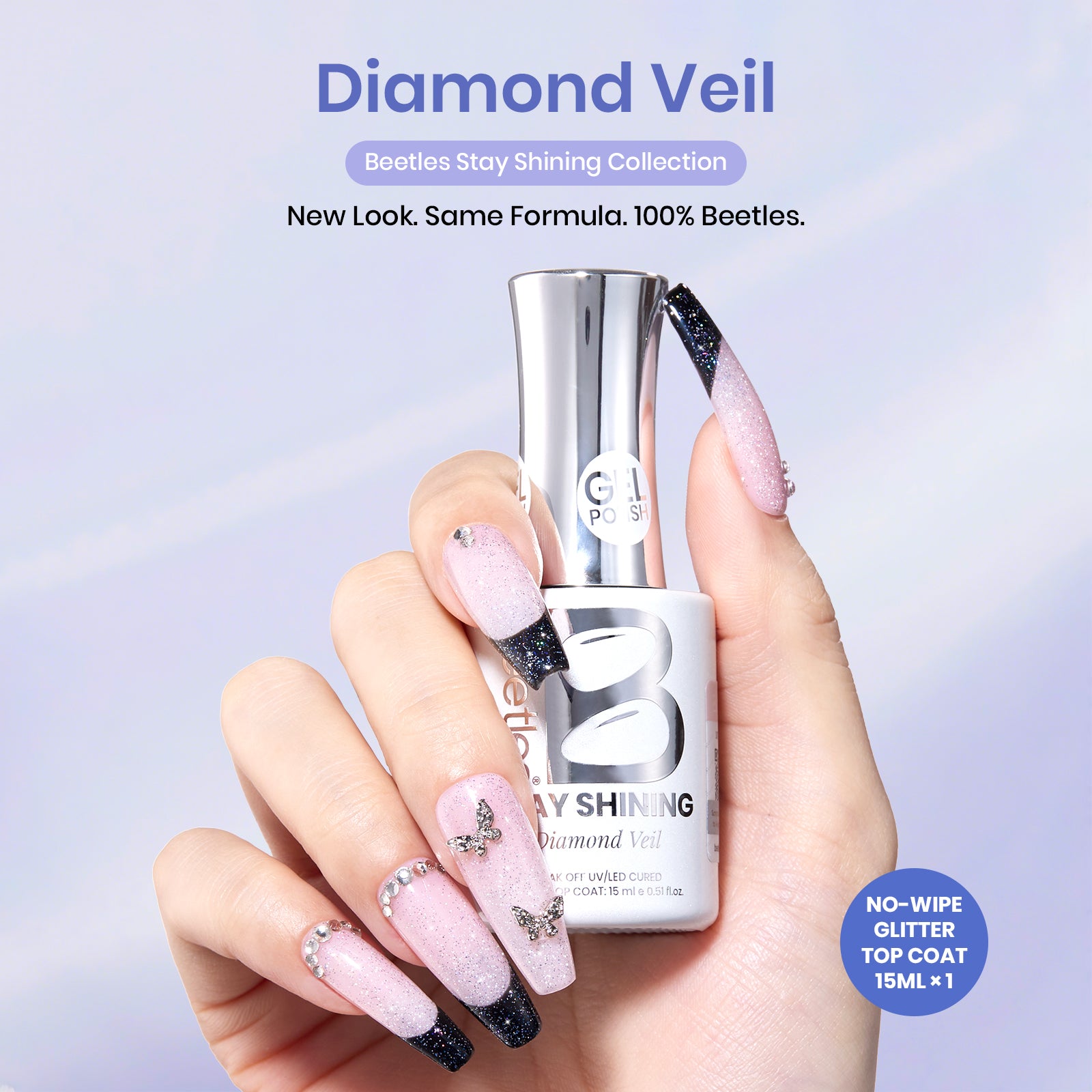 Beetles Gel Polish Diamond Veil - 15ml of Ethereal Shine