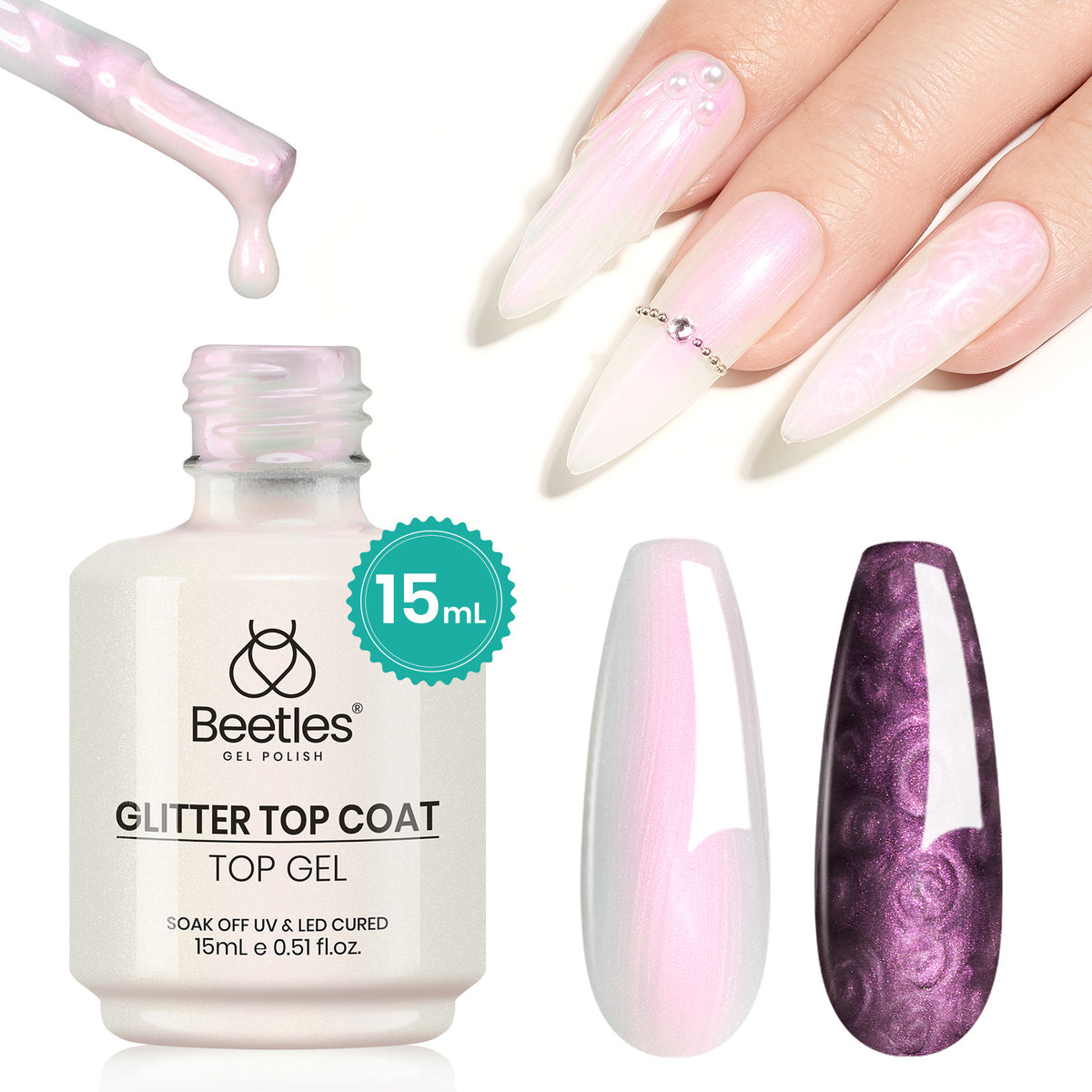Beetles Pearlescent Glitter Top Coat | 15ML #21