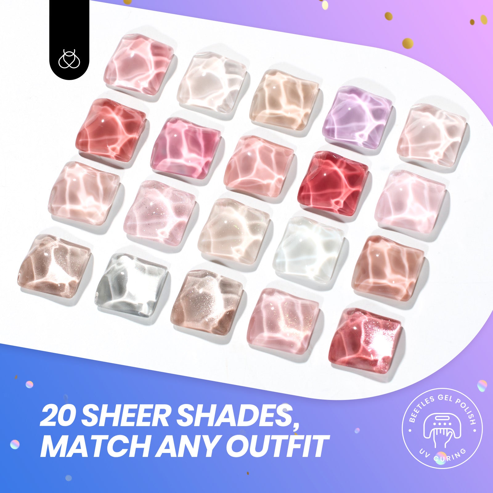 (Ideal Gift) Beetles Nude Sands DEALS BOX 113Pcs 20 Jelly Colors Gel Nail Polish