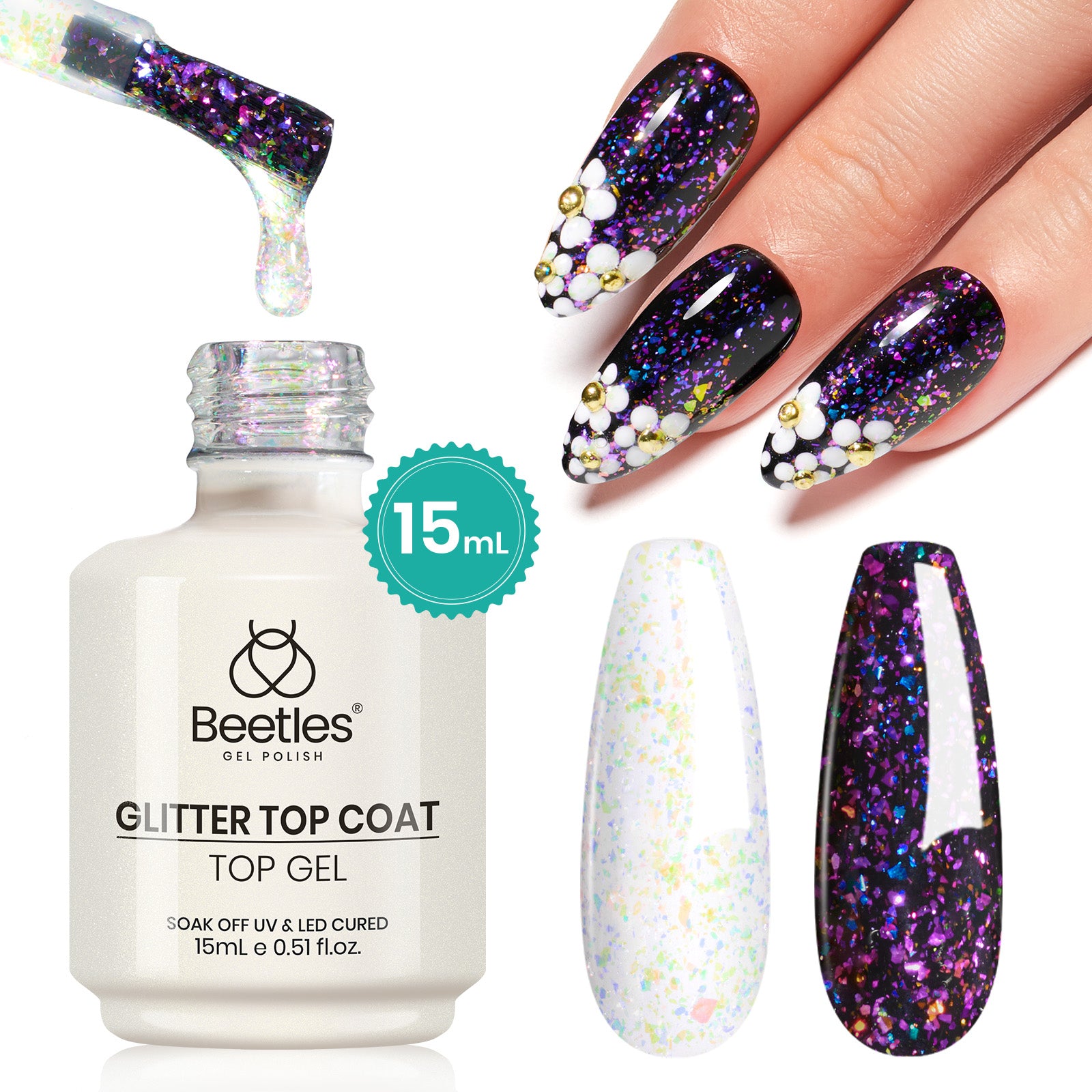 Beetles Pearlescent Glitter Top Coat 15ML – Beetles Gel Polish