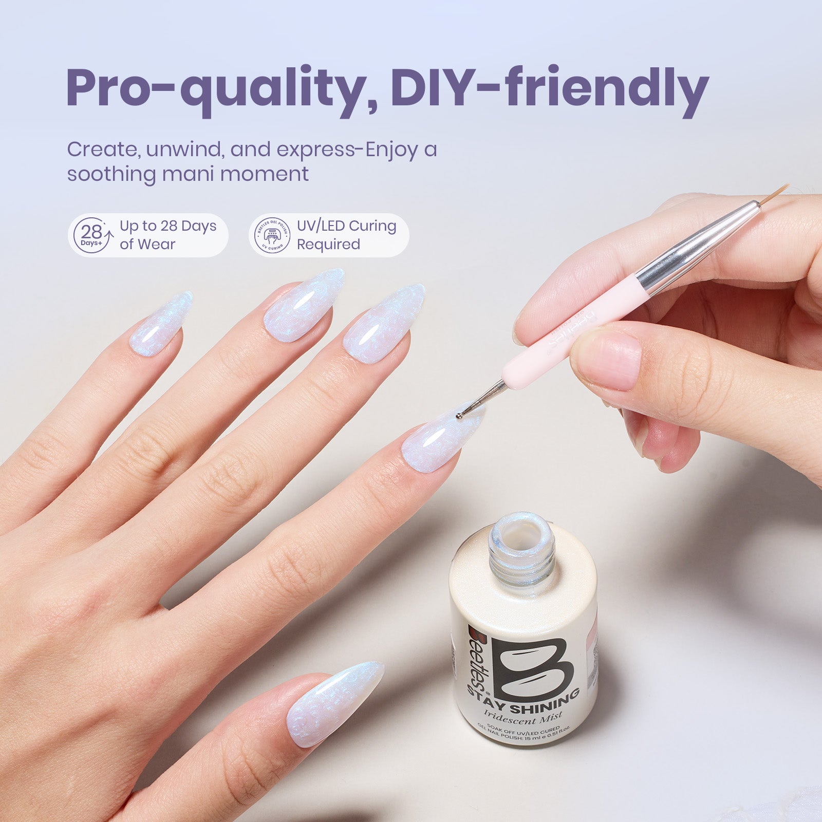 Beetles Gel Polish Iridescent Mist - 15ml of Mystic Haze