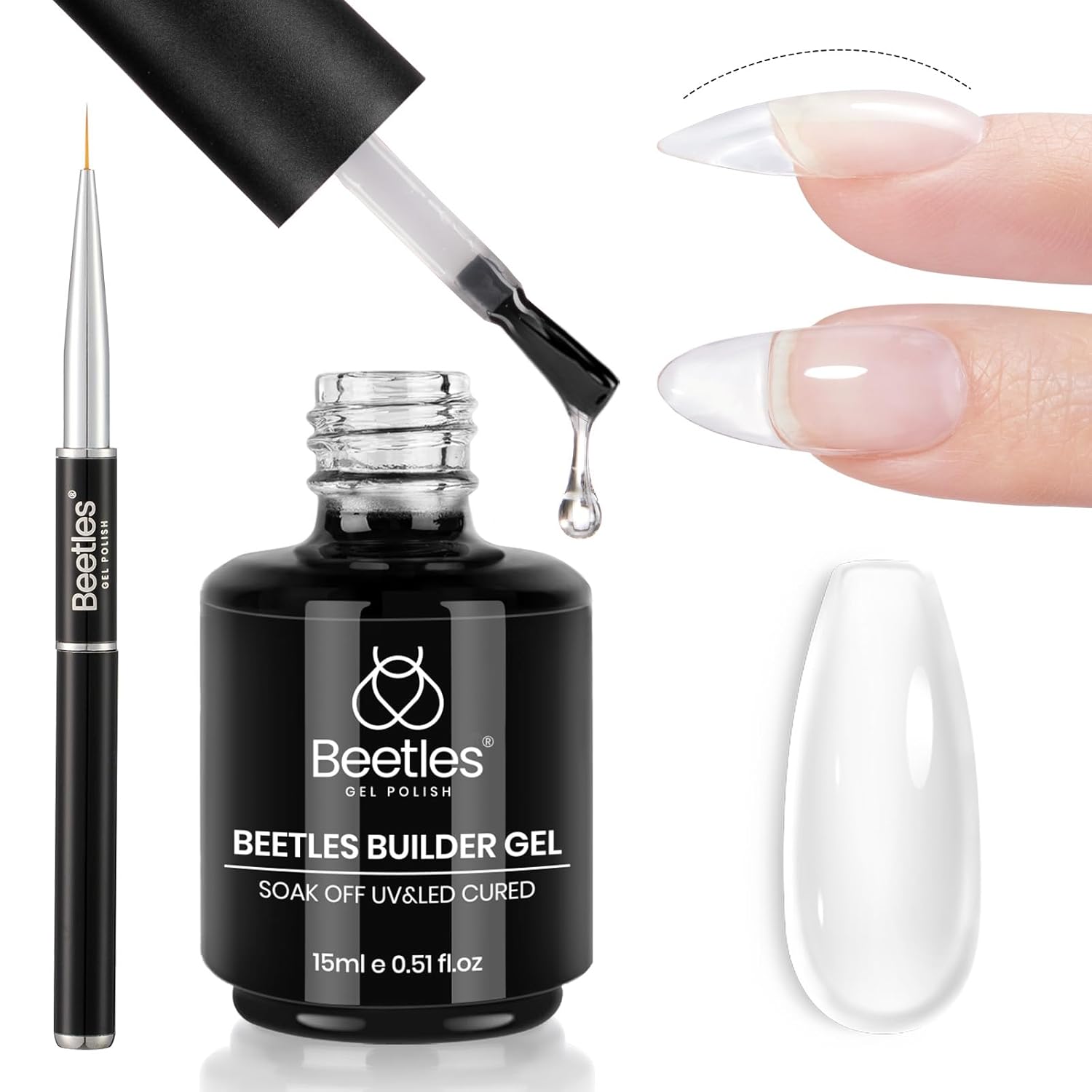 7 in 1 Clear Builder Nail Gel with Liner Nail Brush – Beetles Gel
