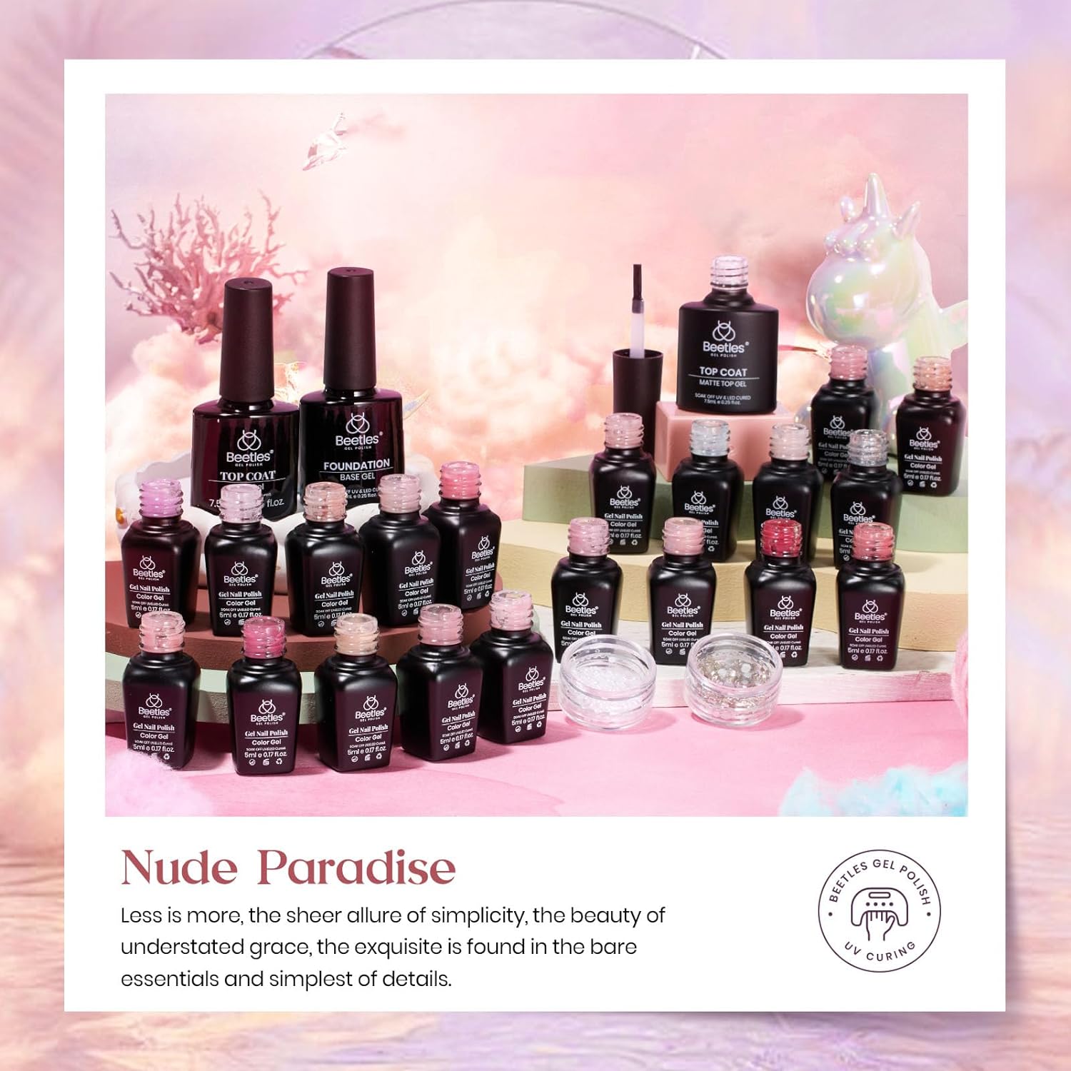 Nude Paradise-20 Gel Colors Set with Top and Base Coat (5ml/Each)