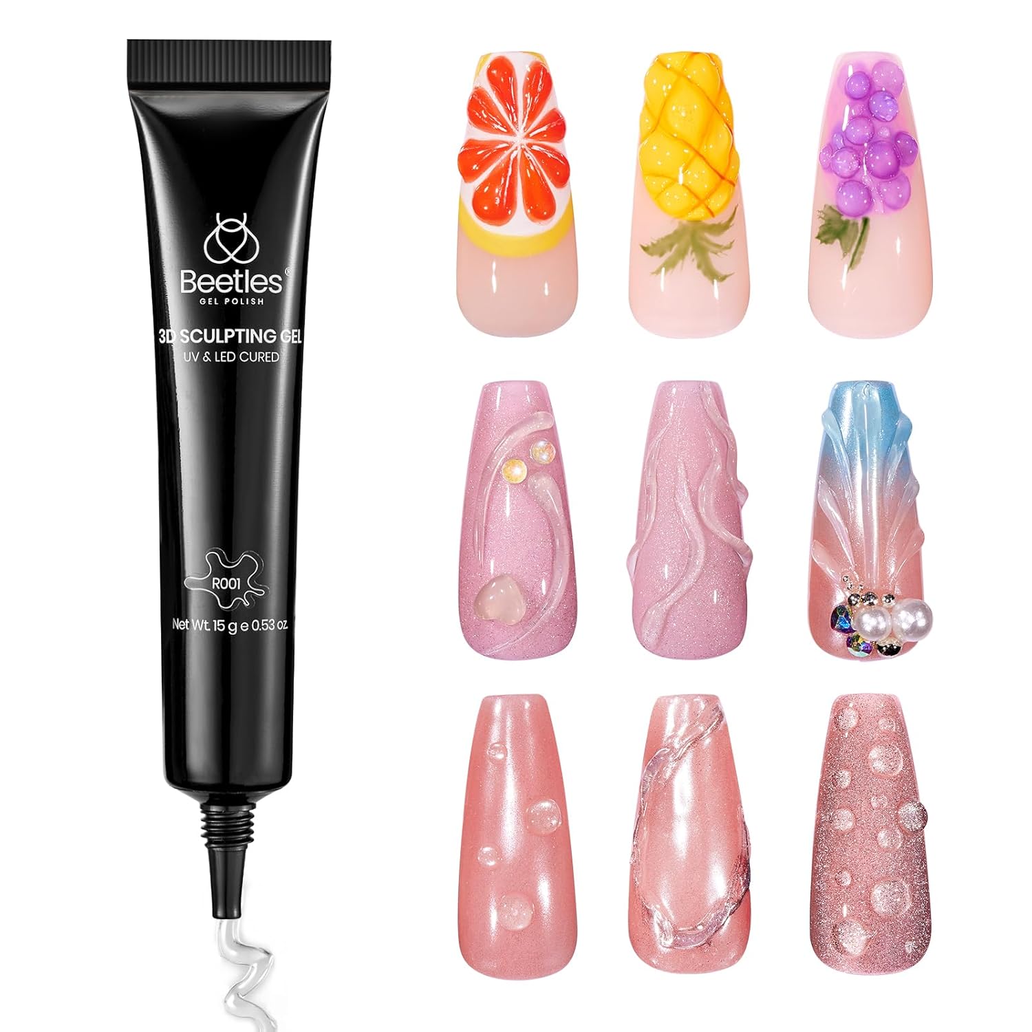 Beetles 3 In 1 Clear 3D Sculpting Gel 15g Beetles Gel Polish beetles-3-in-1-clear-3d-sculpting-gel-15g-beetles-gel-polish