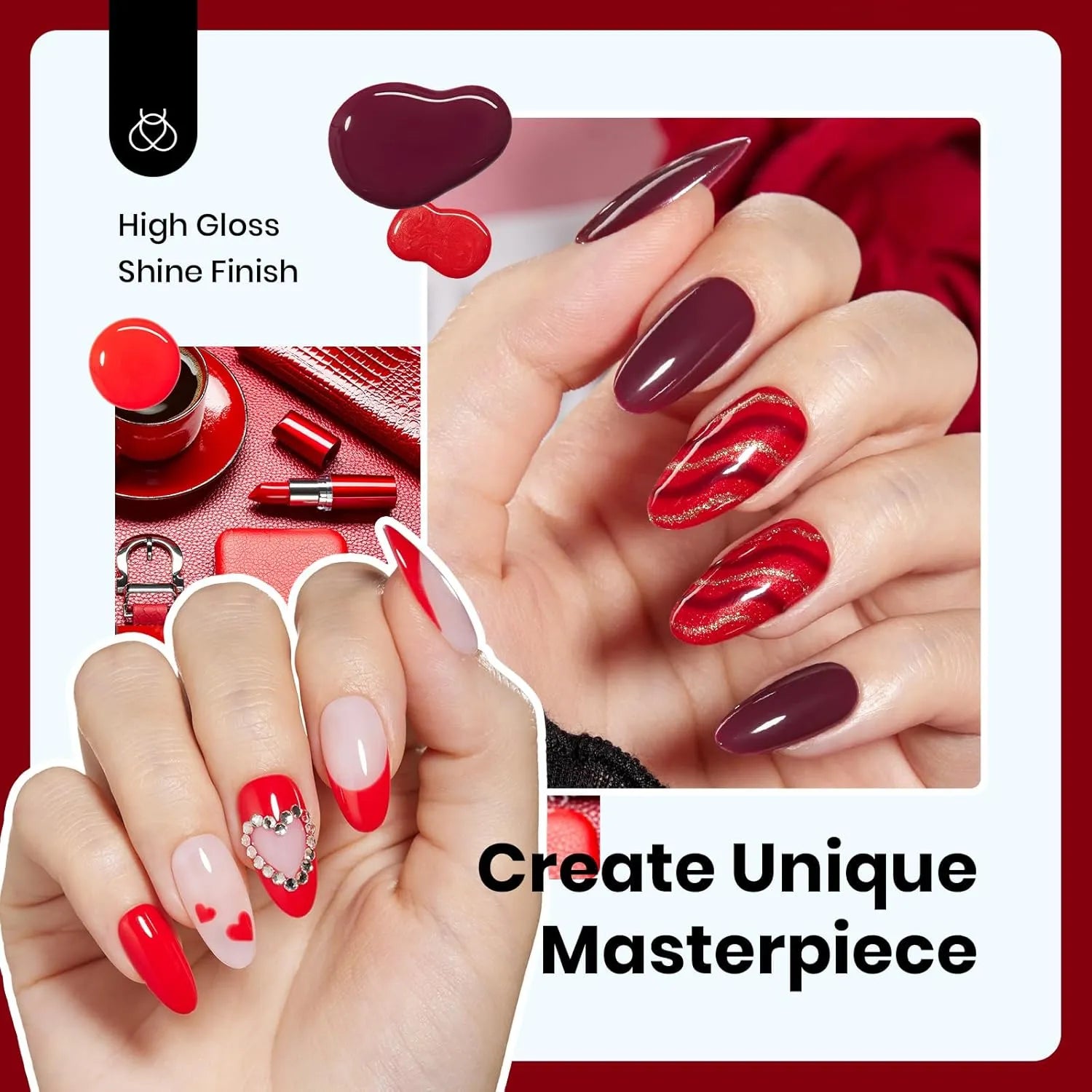 Beetles Christmas Bloody Red Glitter Gel Polish Set