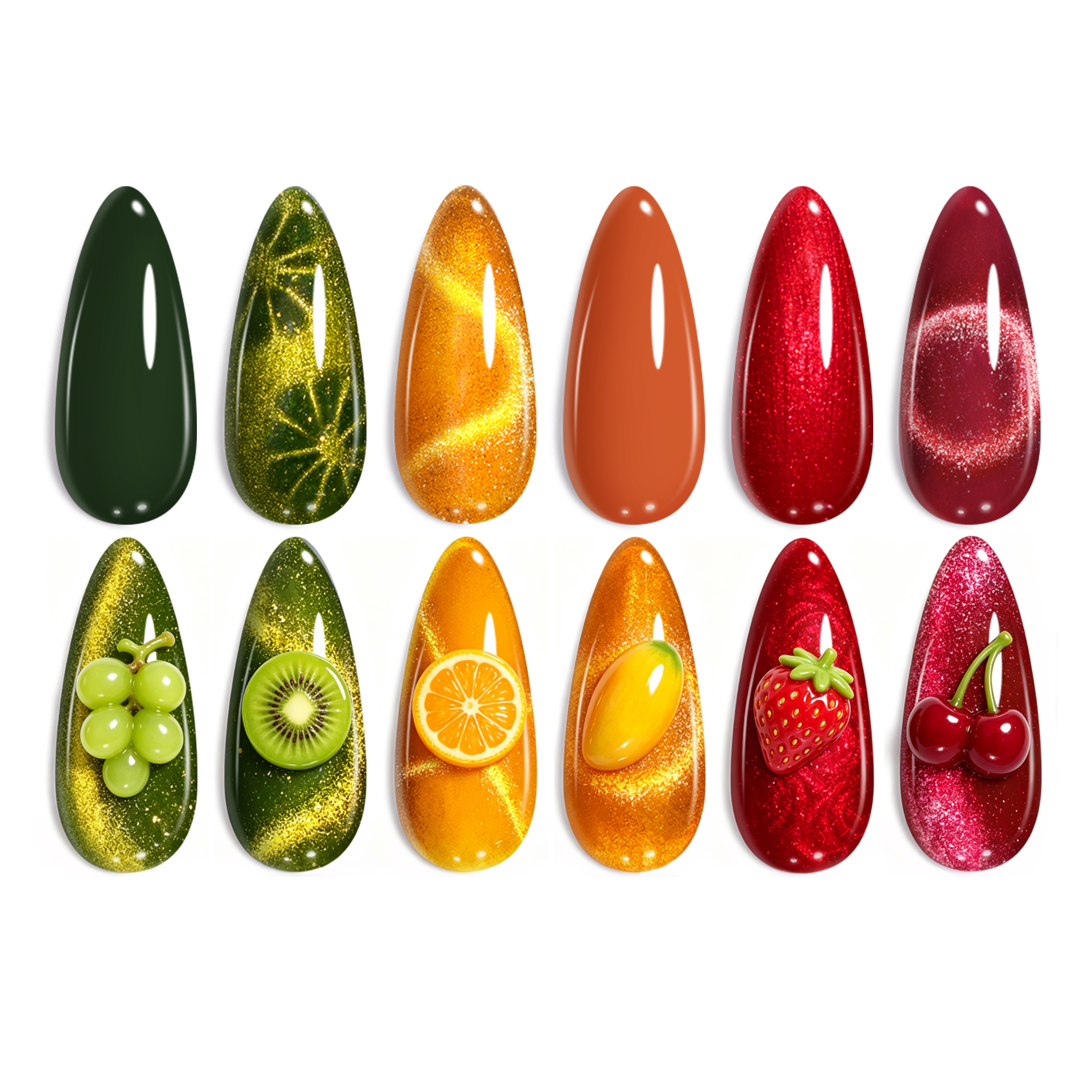Beetles Gel Nail Polish Set, Red Orange Glitter Gel Polish Kit