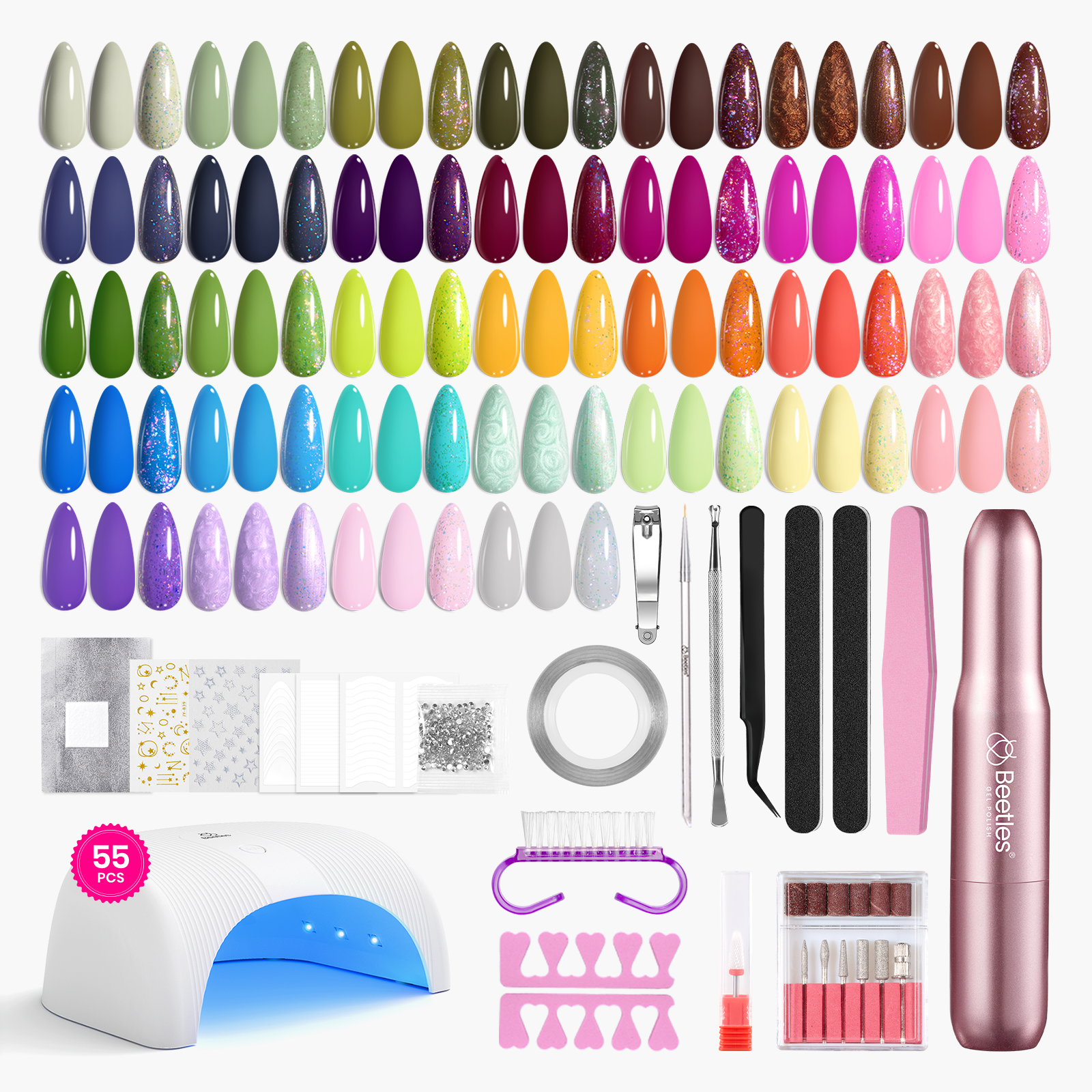 Beetles Gel Nail Starter Kit Nails with UV Light 32 Colors