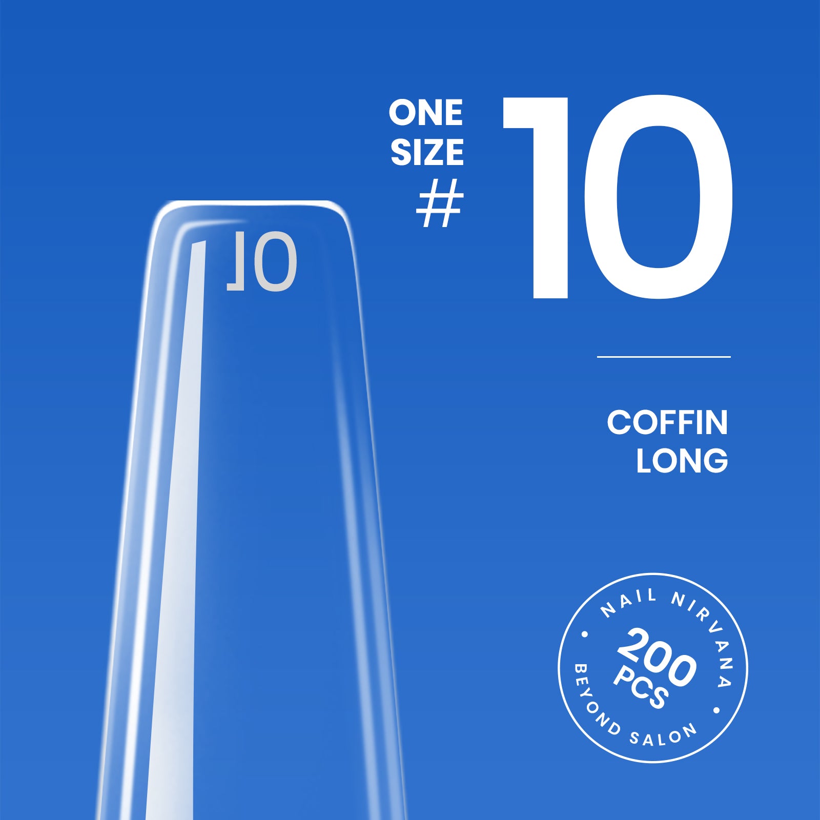 Beetles Gel Tips Refill Pack Coffin Long Shape, 200pcs NO.1 Separate Size Pre-shaped Clear Full Cover False Nails, Easy Nail Extensions Acrylic Nails False Press on Nail Tips Fast Nails Art Easy DIY