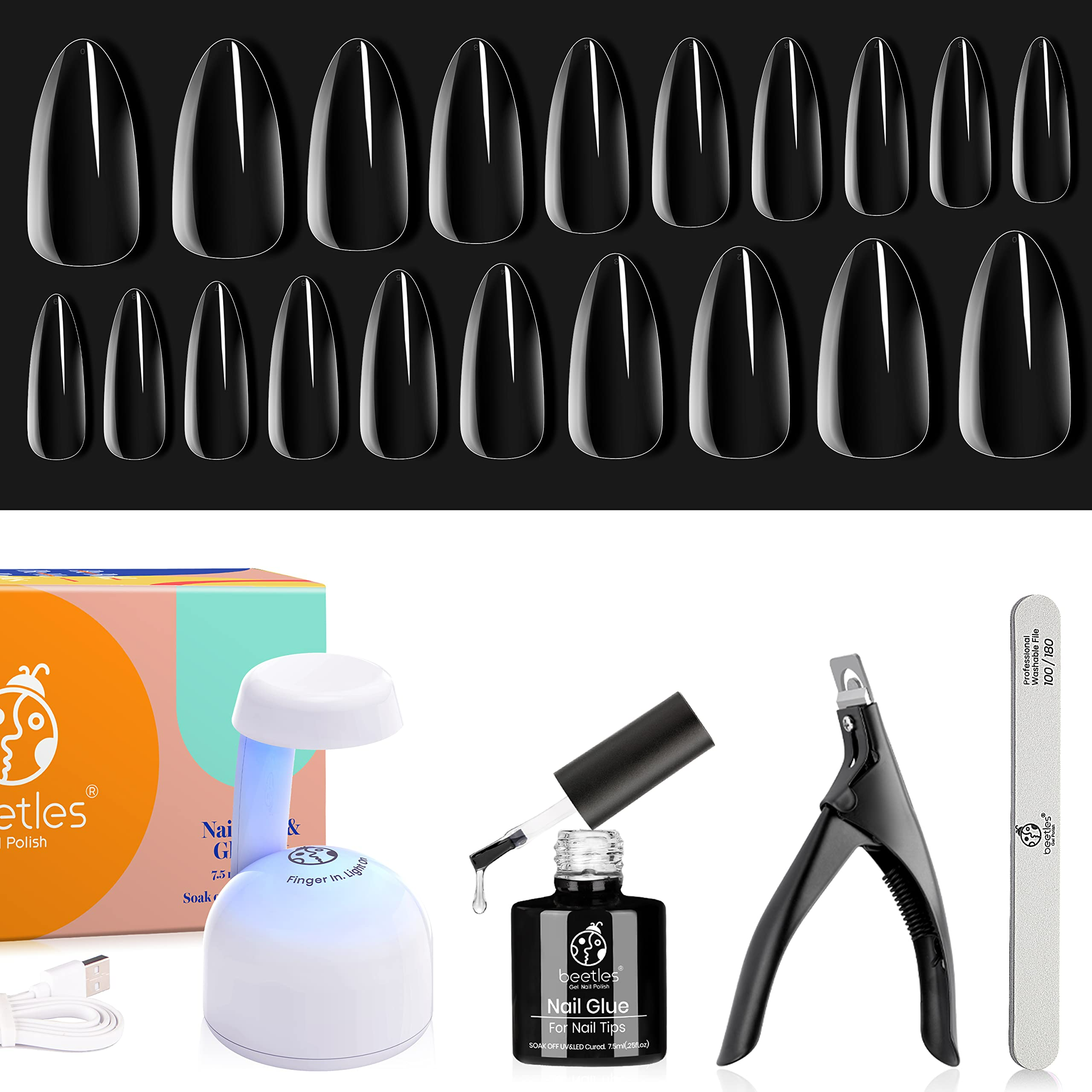 Beetles Easy Gel Tips Nail Extension Kit, 2 In 1 Nail Glue Gel