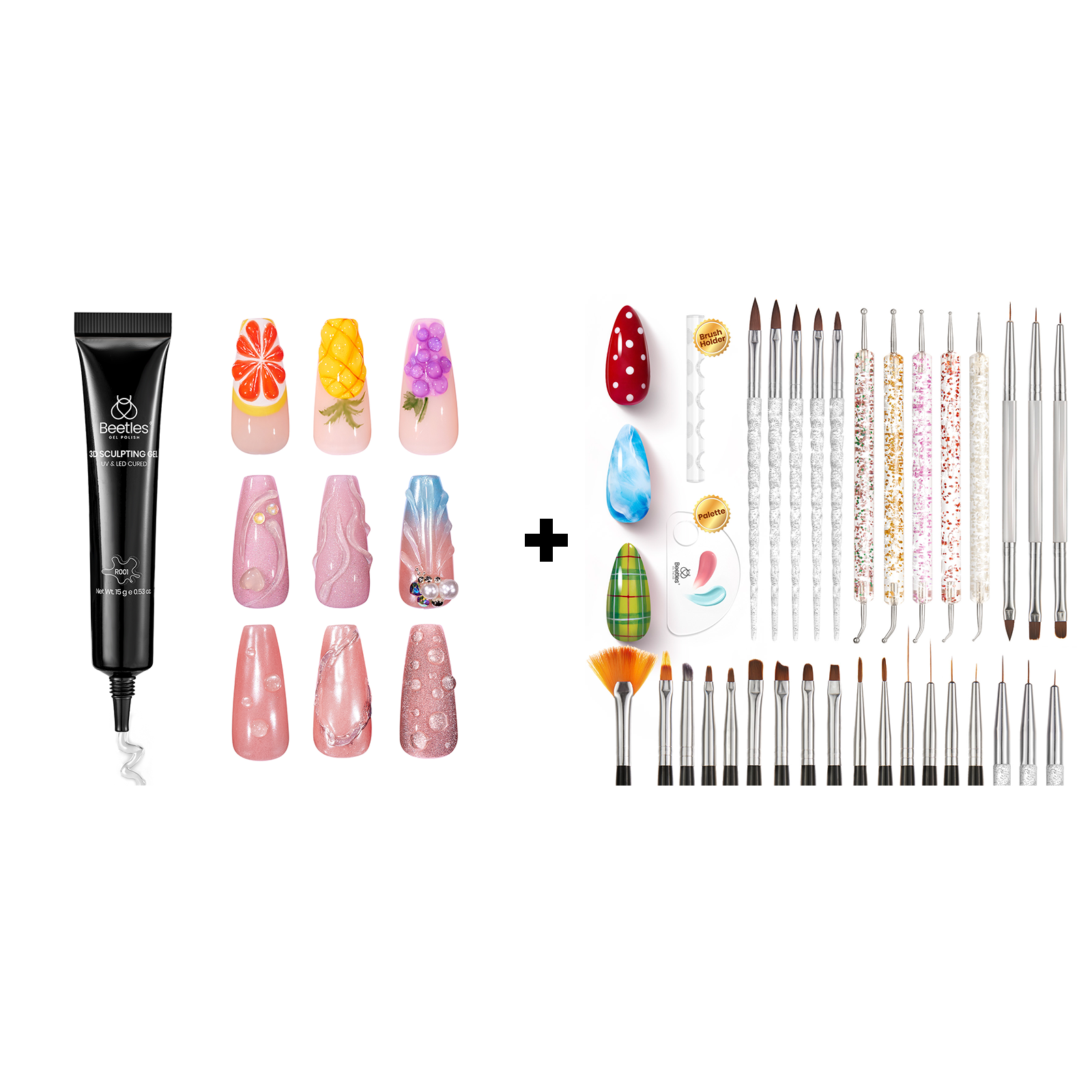15g 3-in-1 Clear 3D Sculpting Gel And 31pcs Nail Art Brush Set