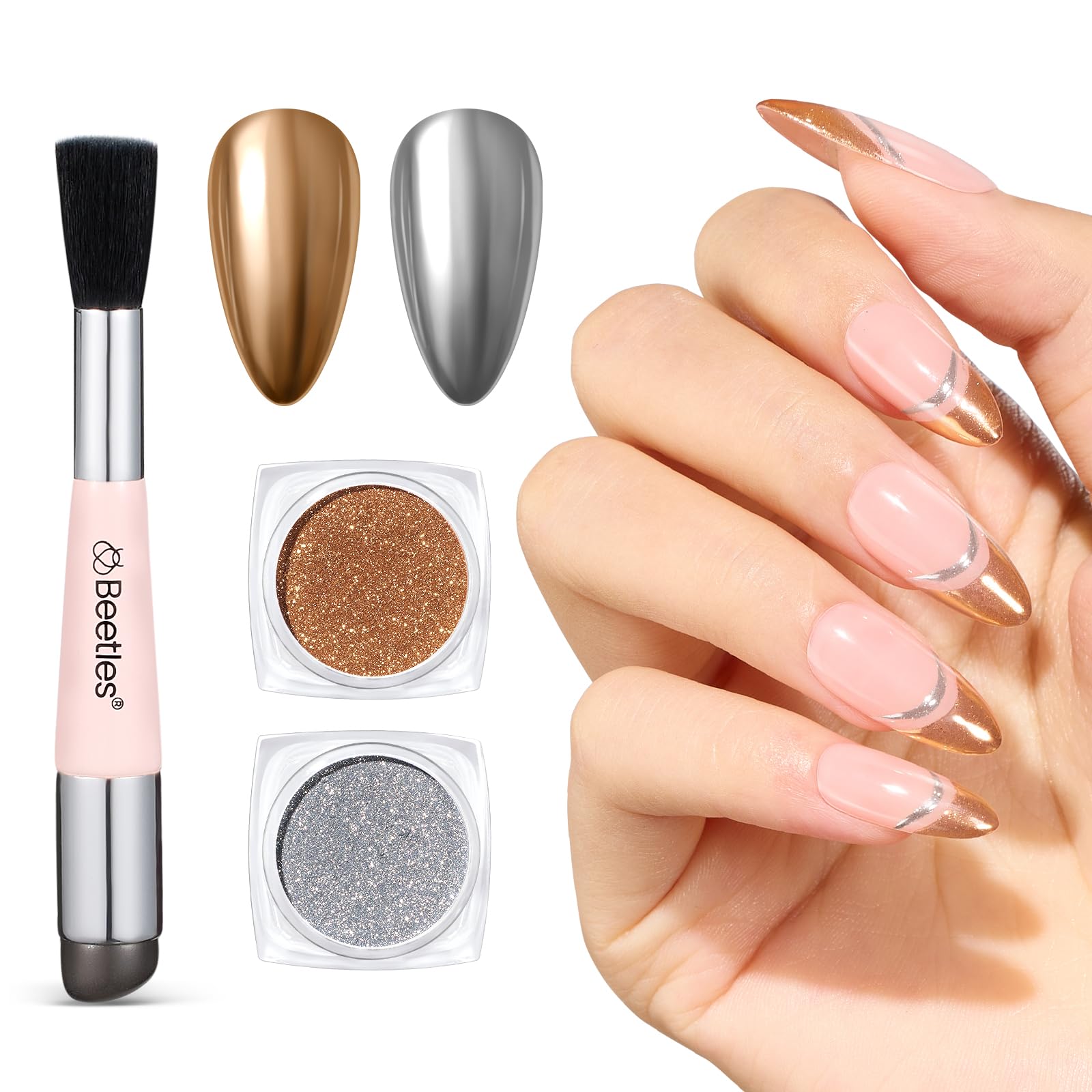 Gold Metallic Silver -Chrome Nail Powder