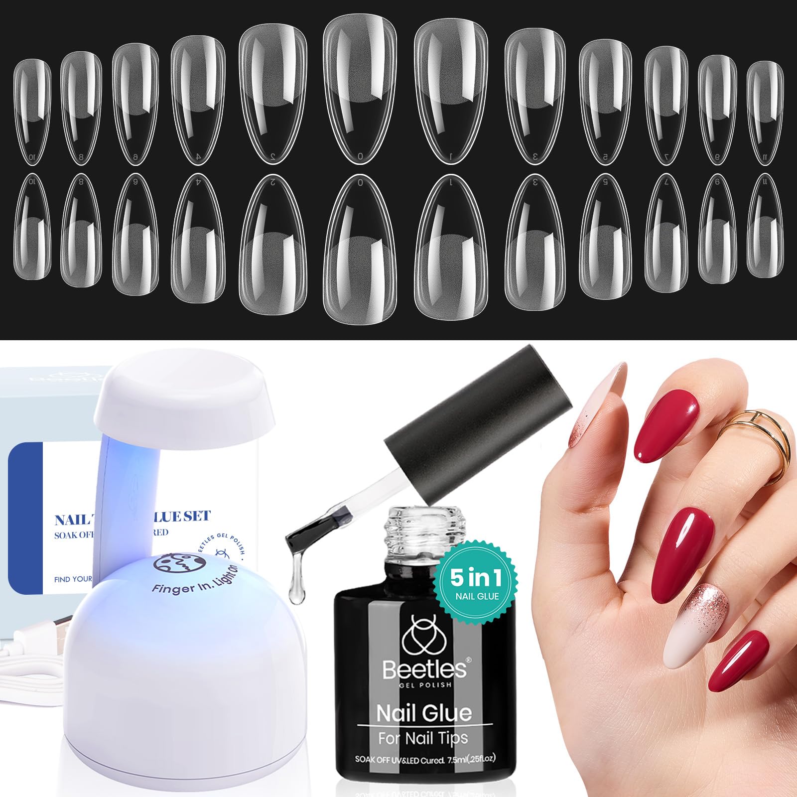 Beetles Gel Nail Kit Easy Nail Extension Set Etch X Nail Tips