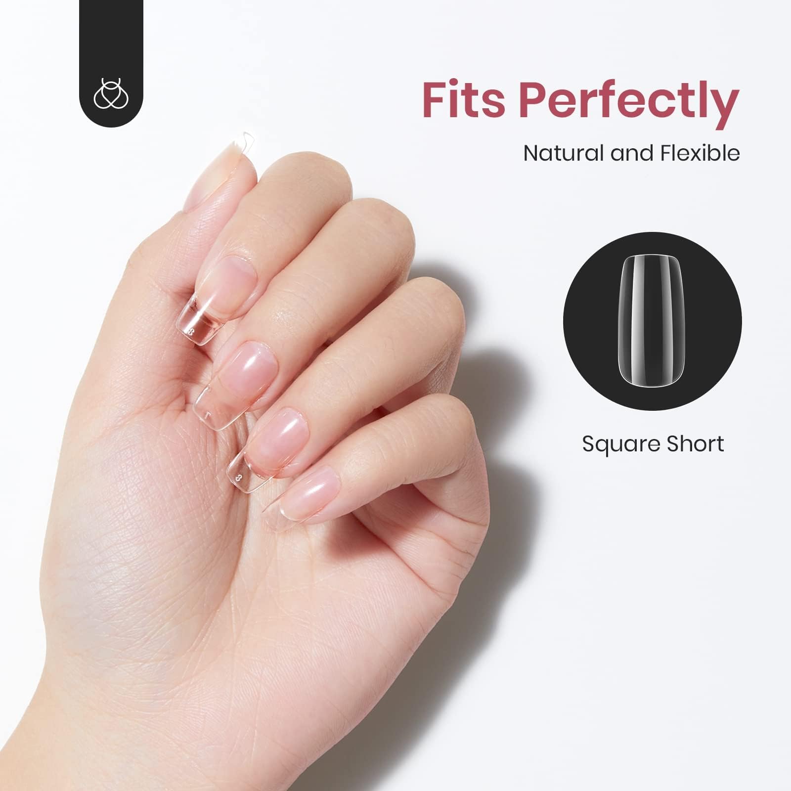 Pre-shaped Gelly Tips Short Square Clear Press on Nail Tips | 500pcs#014
