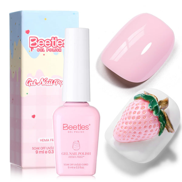 Beetles Pink Gel Polish - Spring Nails Strawberry Milk, Light Pink Gel Nail Polish for Pastel Nails