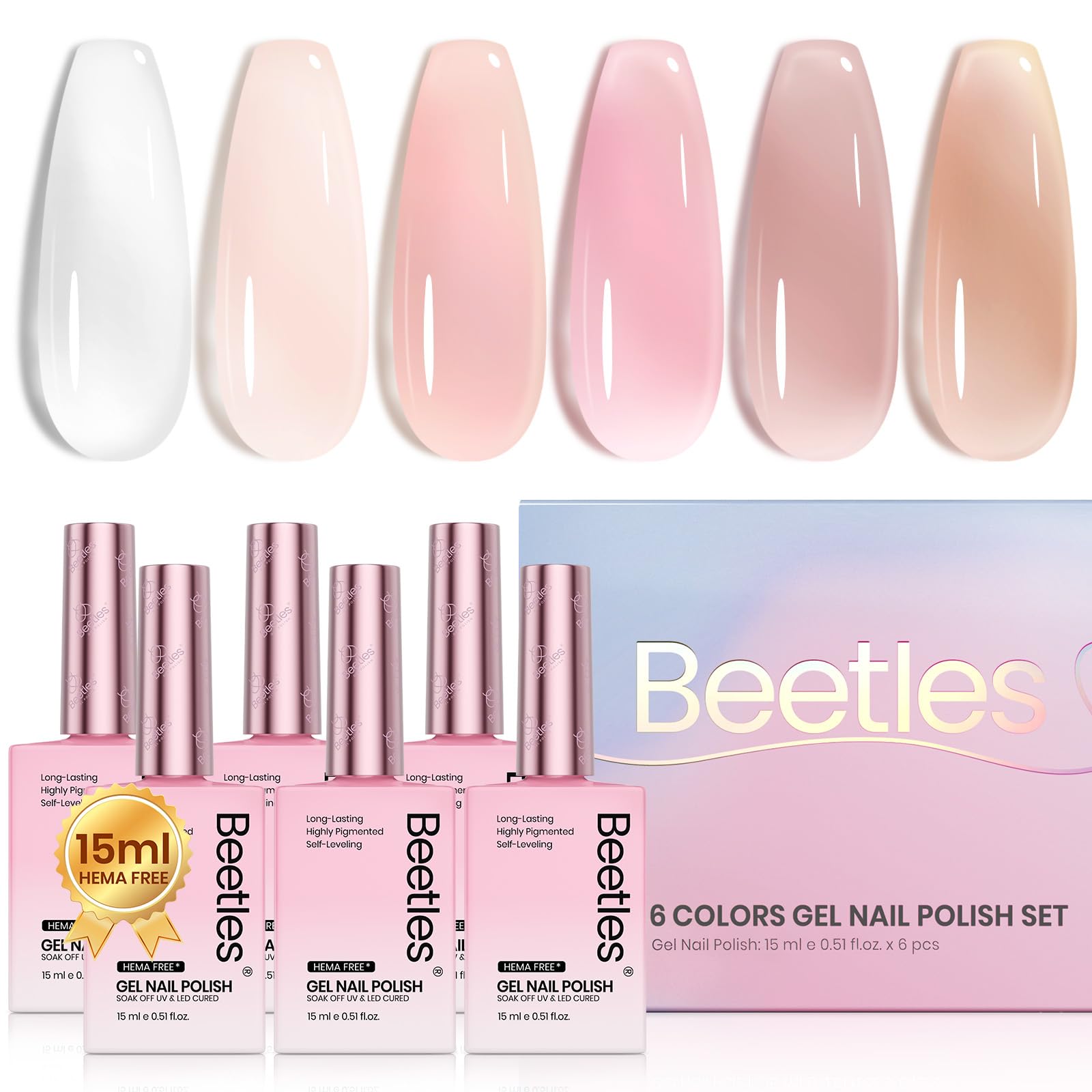 Hema-free Cloudy Sweetness - 15ML 6 Colors Nude Pink Brown Milky White Sheer Jelly Gel Polish Kit