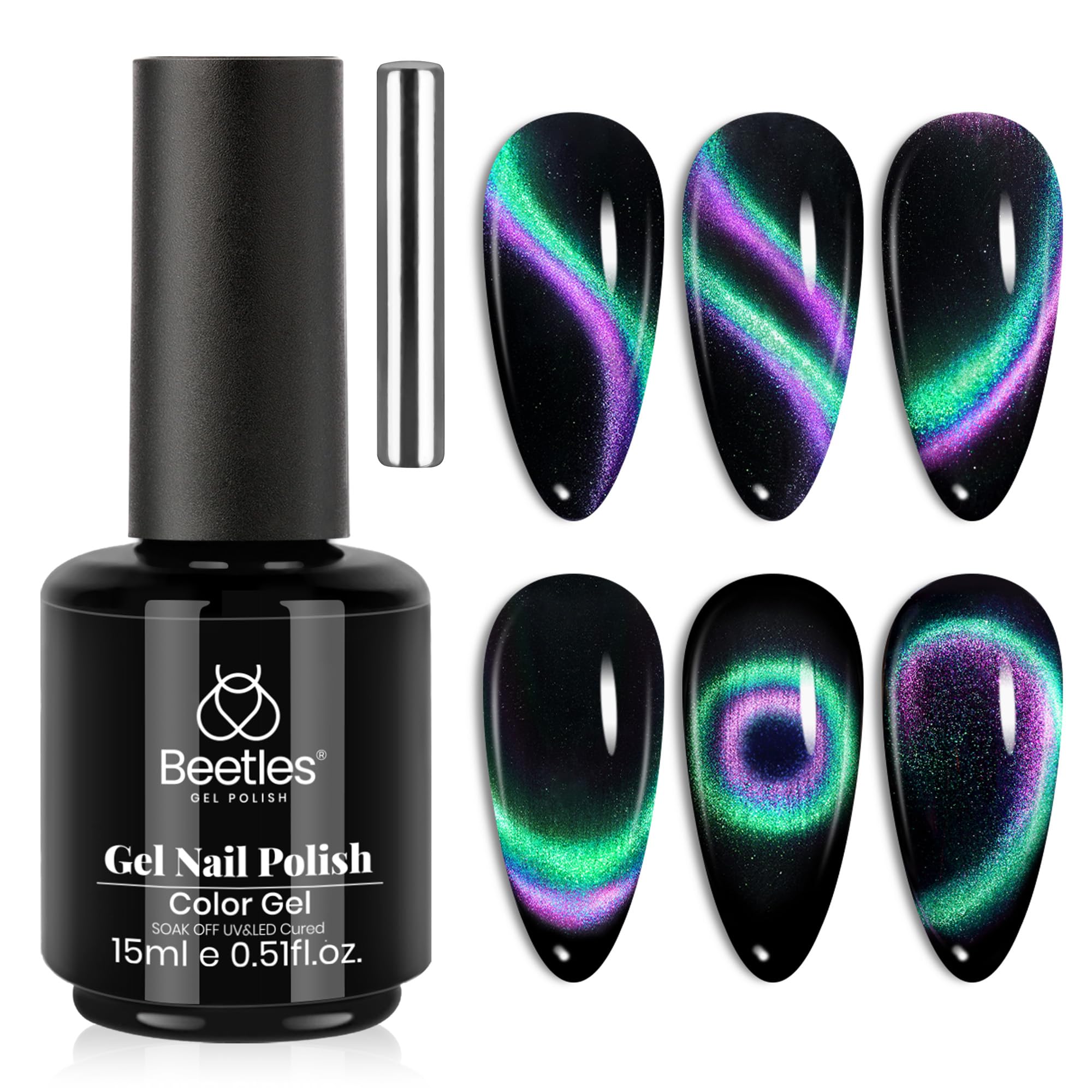 Double Magic 9D Galaxy Drift Cat Eye - 15ml Gel Polish Silver Nail Colors