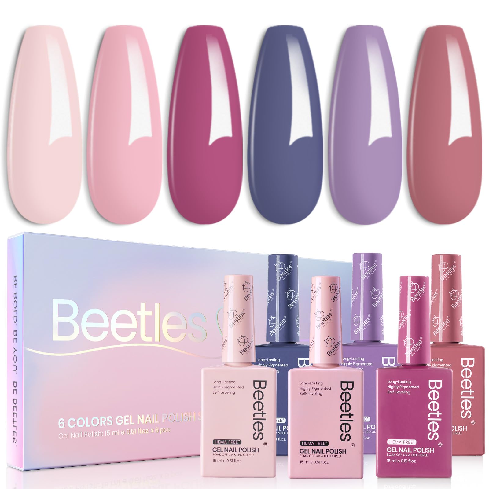Serene Afternoon  - Hema Free Colorful Bottle 6 Color Each 15ml Gel Polish