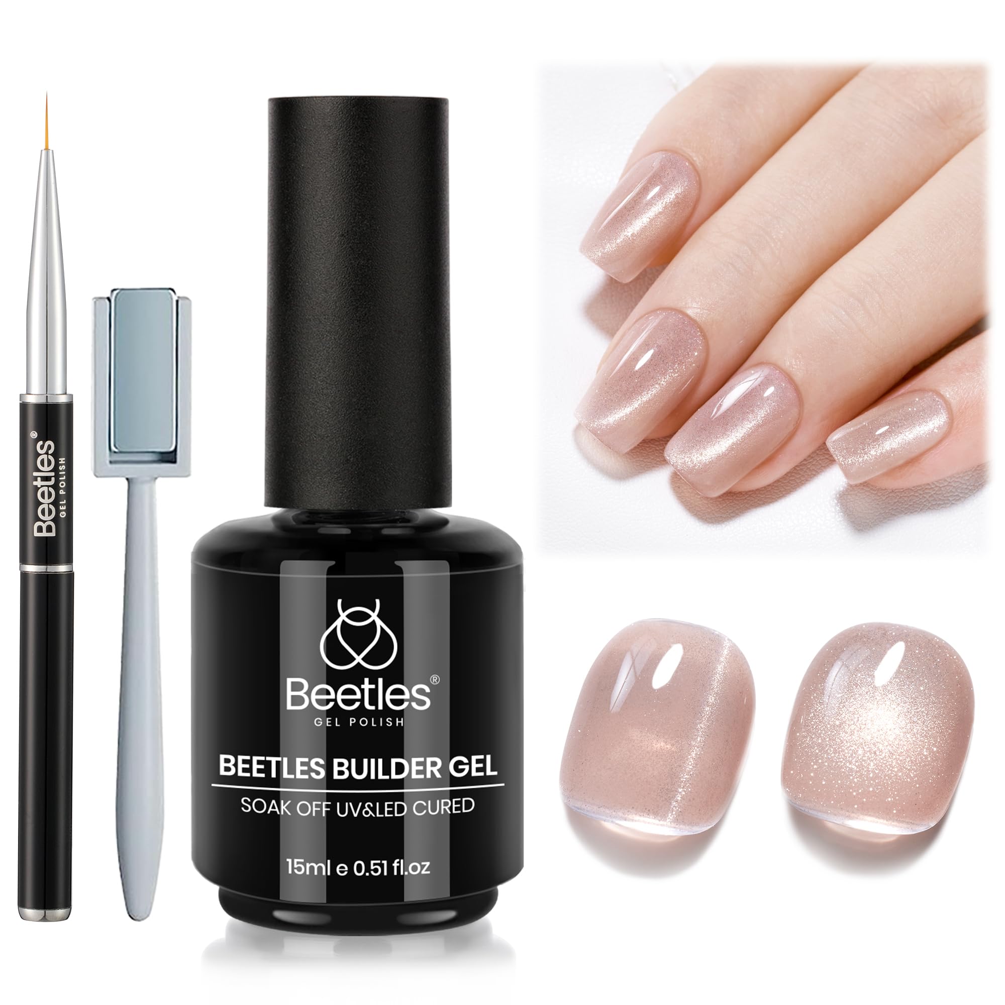 ネイルアート用品(筆など) LALAGEWEL BUILDER GEL 15g Builder Gel for Nails 7 in 1 Cat Eye Spring Nails Nude Nail Gel
