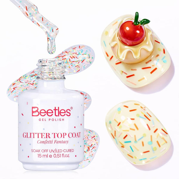 Beetles Glitter Top Coat Gel Polish Spring Limited - Confetti Fantasy Sprinkle Glitter Gel Top Coat 15ml