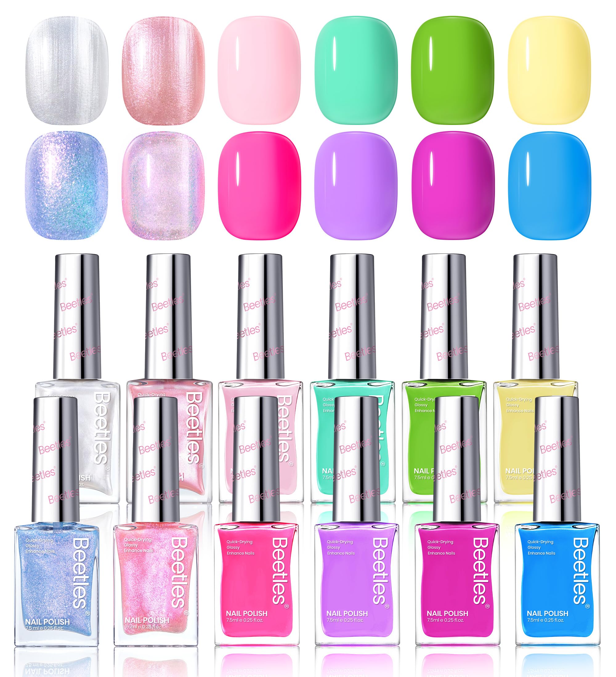 (Each $2.49) Beetles Gel Polish | 12 Glitter Colors Air Dry Nail Polish