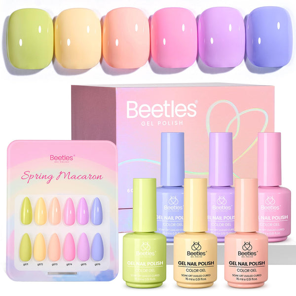 Beetles Pastel Gel Polish Set Spring Macaron Collection - 6 Colors 15ML Pastel Gel Polish