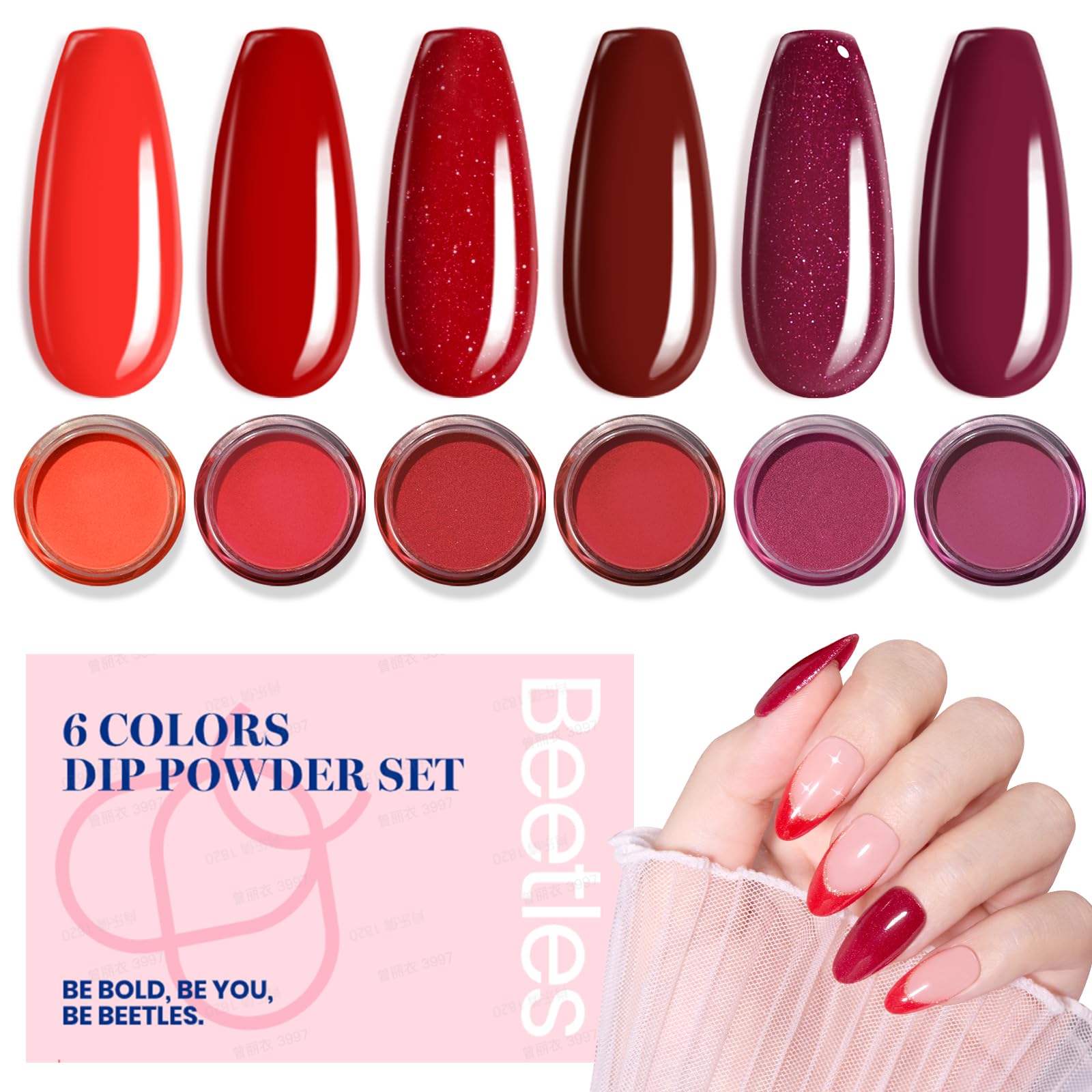 Ruby Preface | 6 color D powder Dip Red Nail Kit set – Beetles Gel