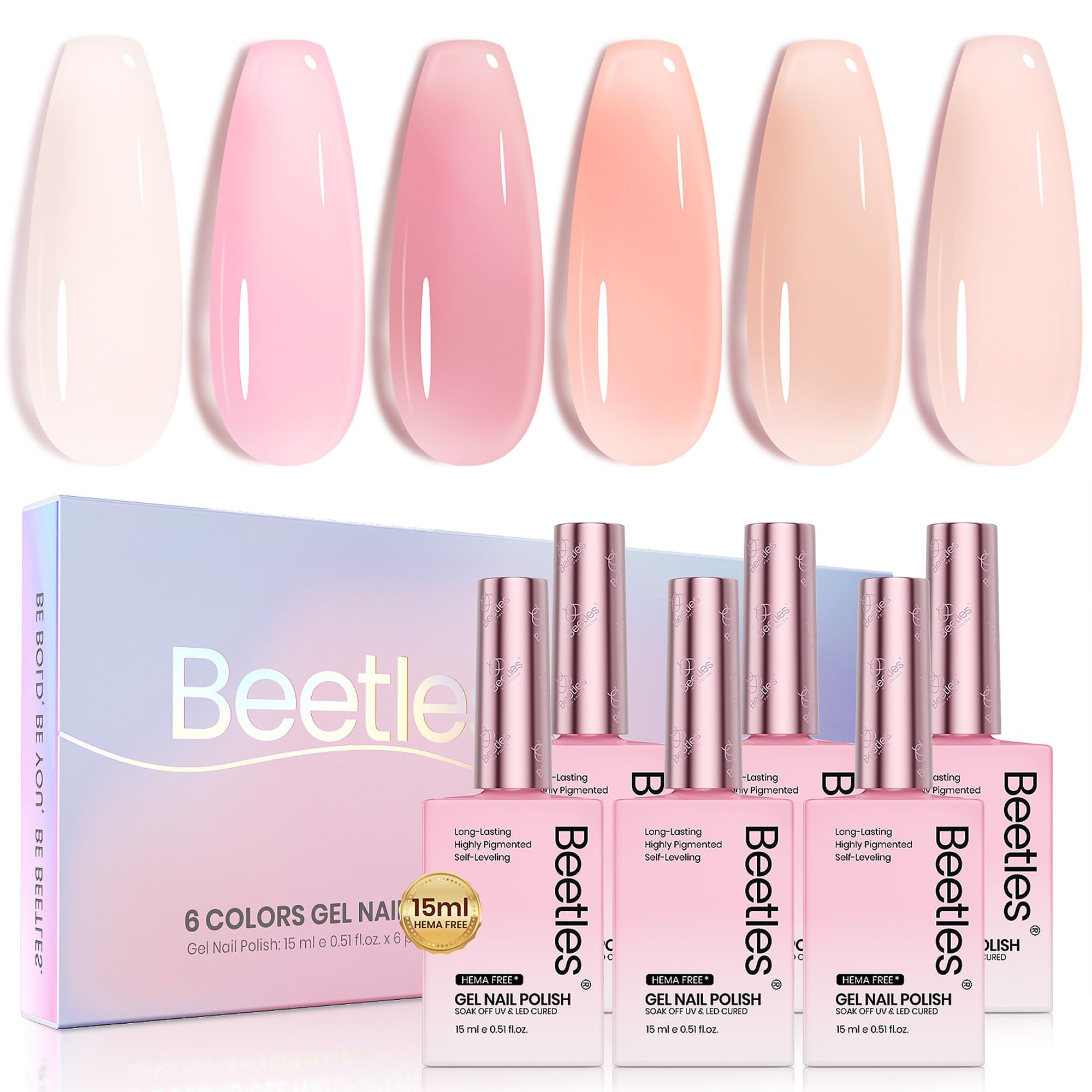 Hema-free Pink Romance | Colorful Bottle 6 Color Each 15ml  Gel Polish