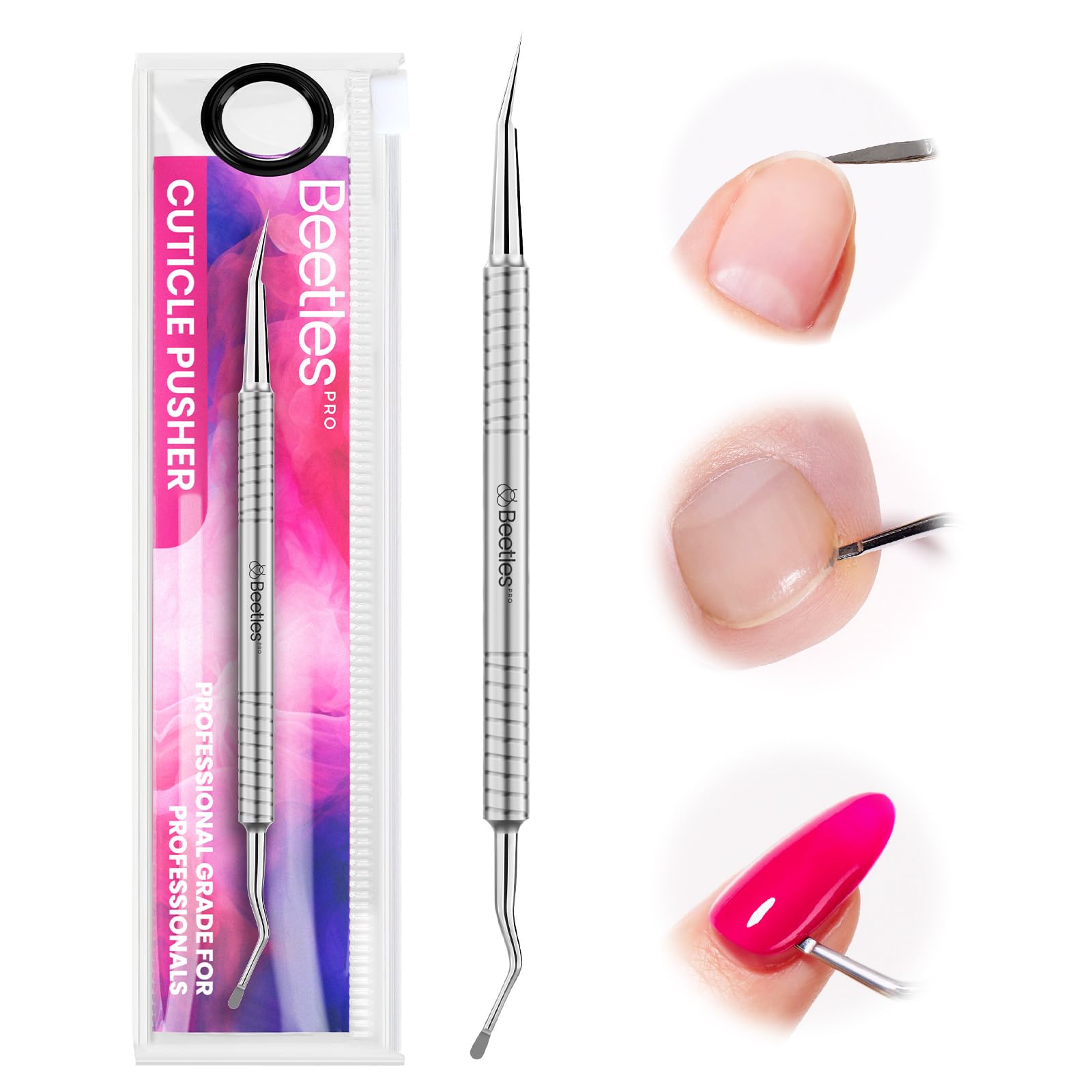 Pointed Tip(12mm) & Cuticle Scoop(14mm) Beetles Cuticle Nippers Professional Trimmer