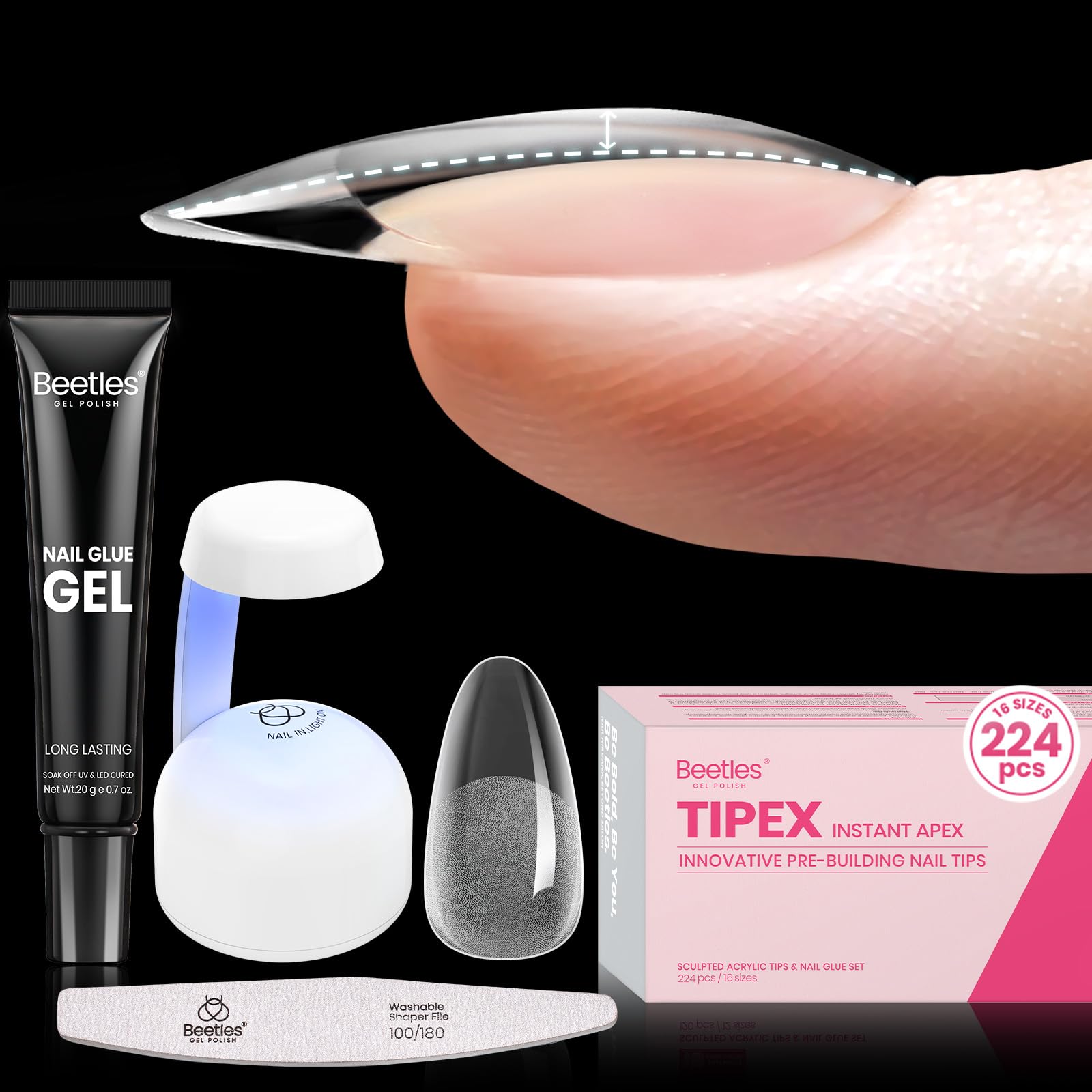 Beetles Tipex Instant Apex Nail Tips Kit - Medium Oval Almond