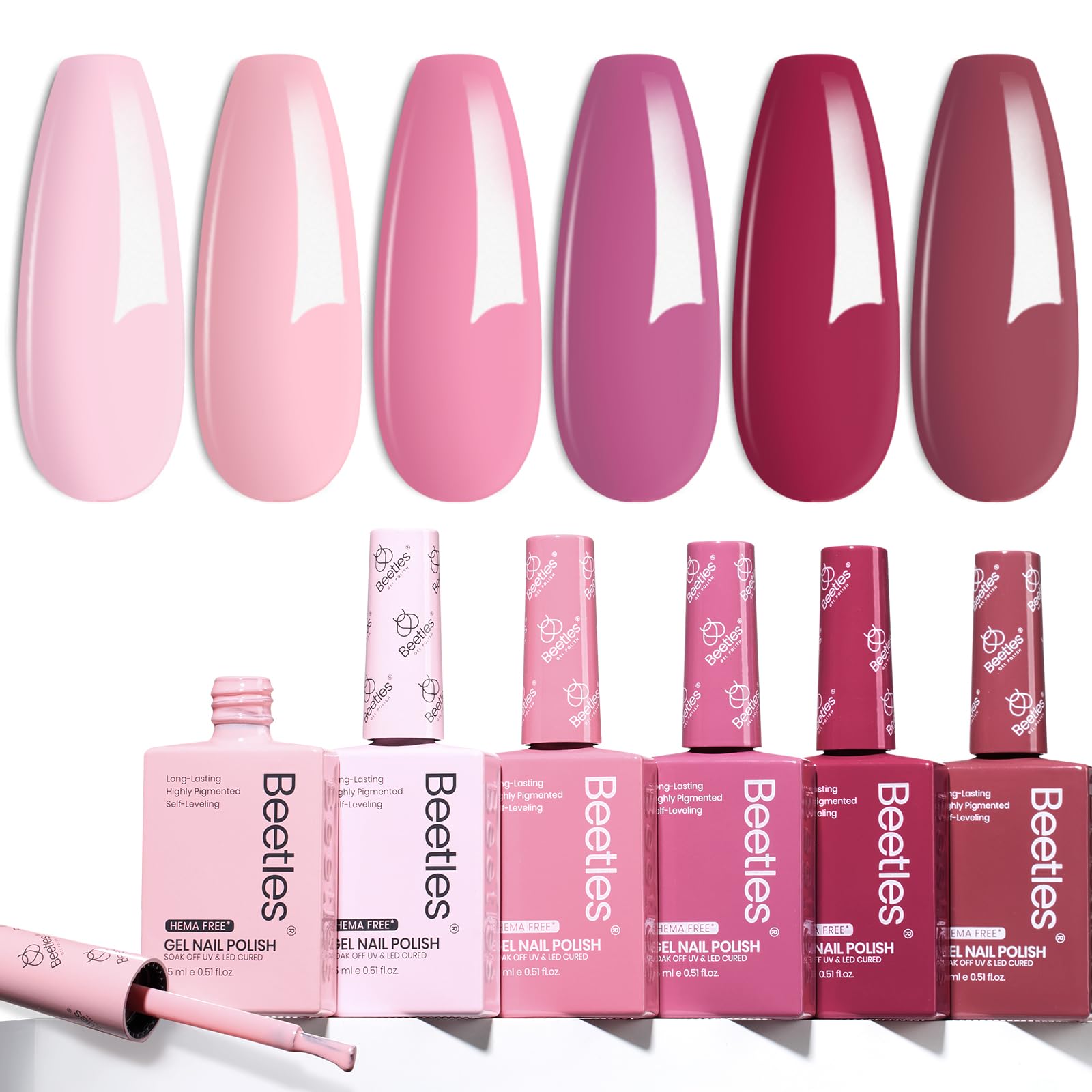 Hema Free Romantic Blush - Colorful Bottle 6 Color Each 15ml Gel Polish