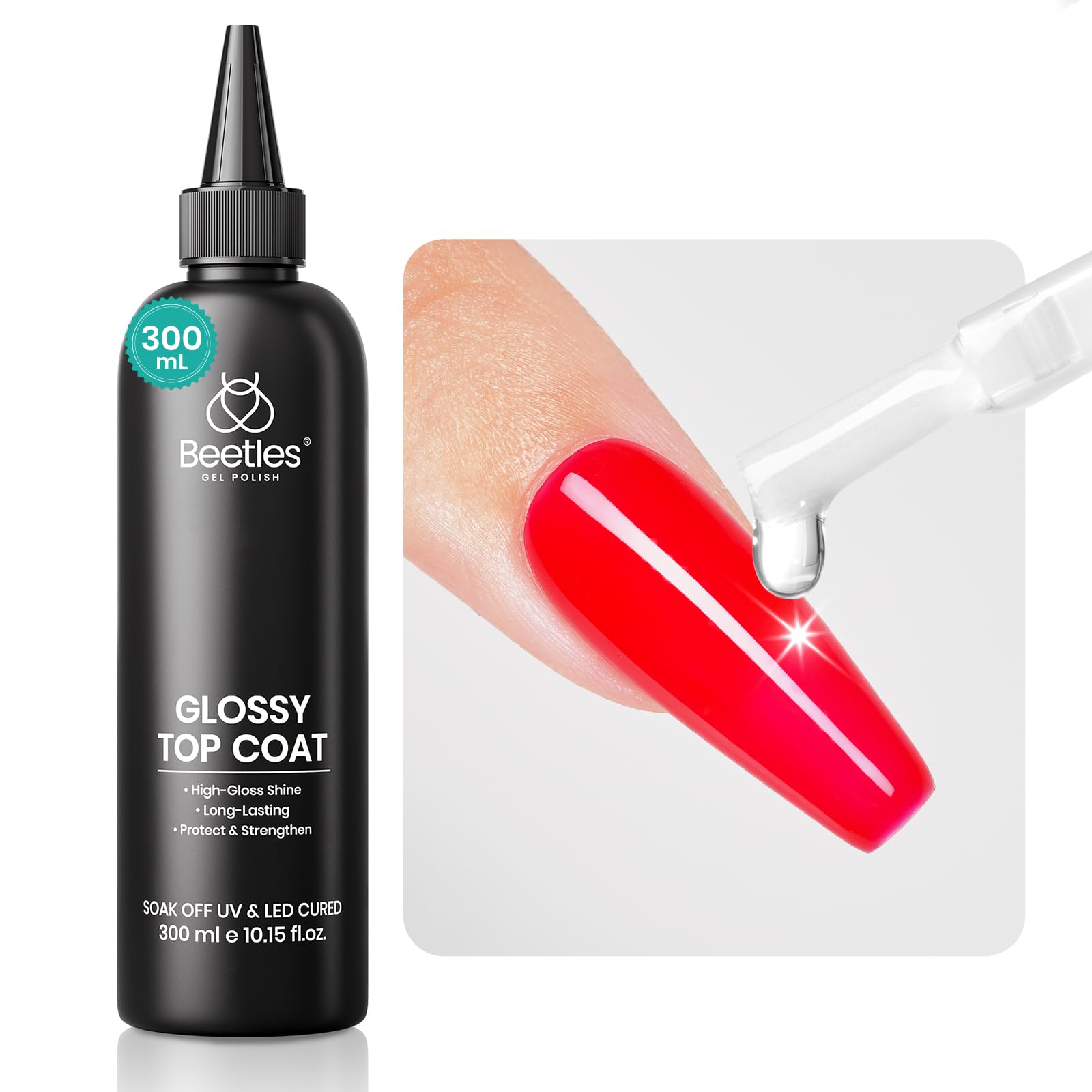 ジェルアップ Beetles Extra Glossy Top Coat Bulk 300ml No Wipe Gel Top Coat