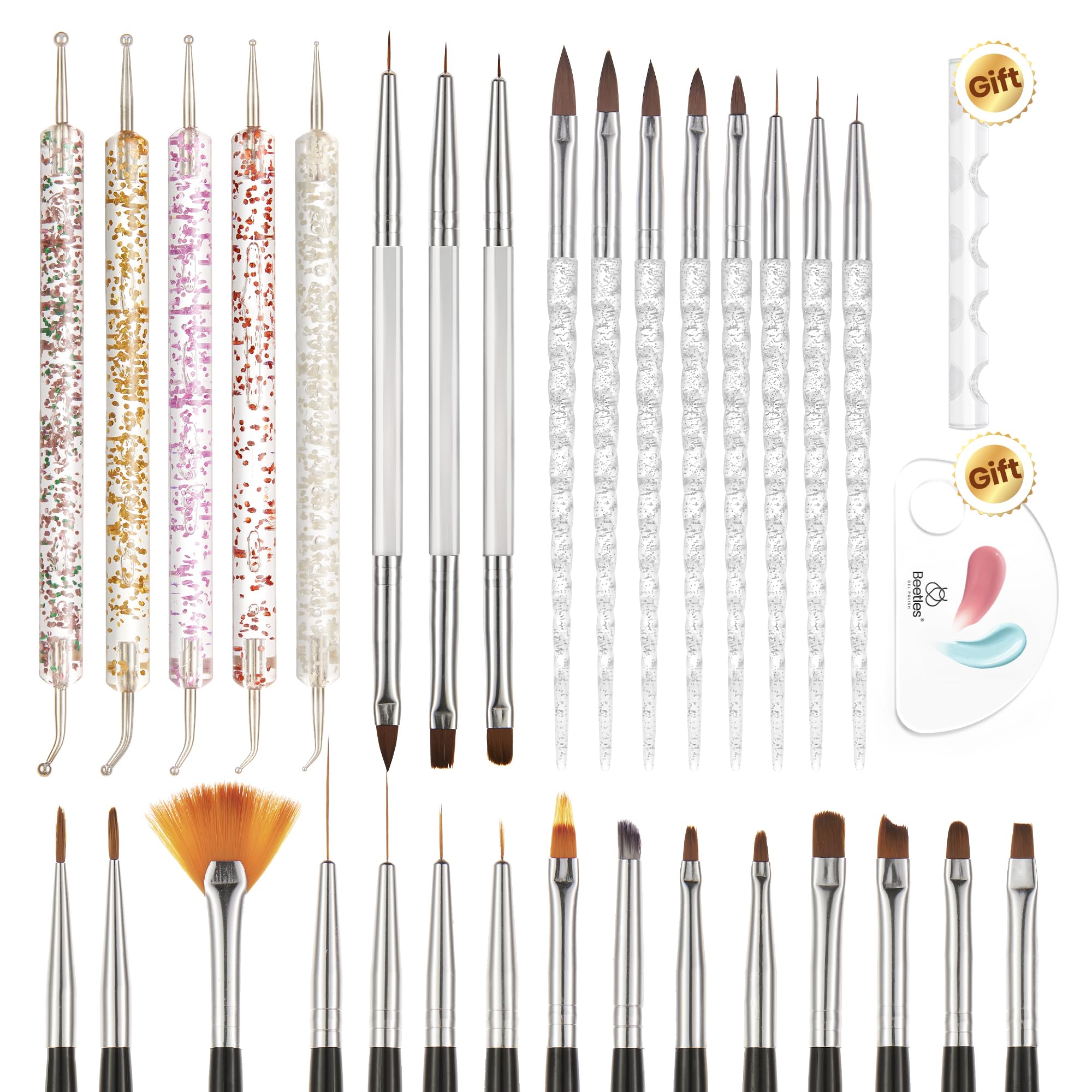 31pcs Nail Art Brush All-in-One Kit With Free Brush Holder And Palette