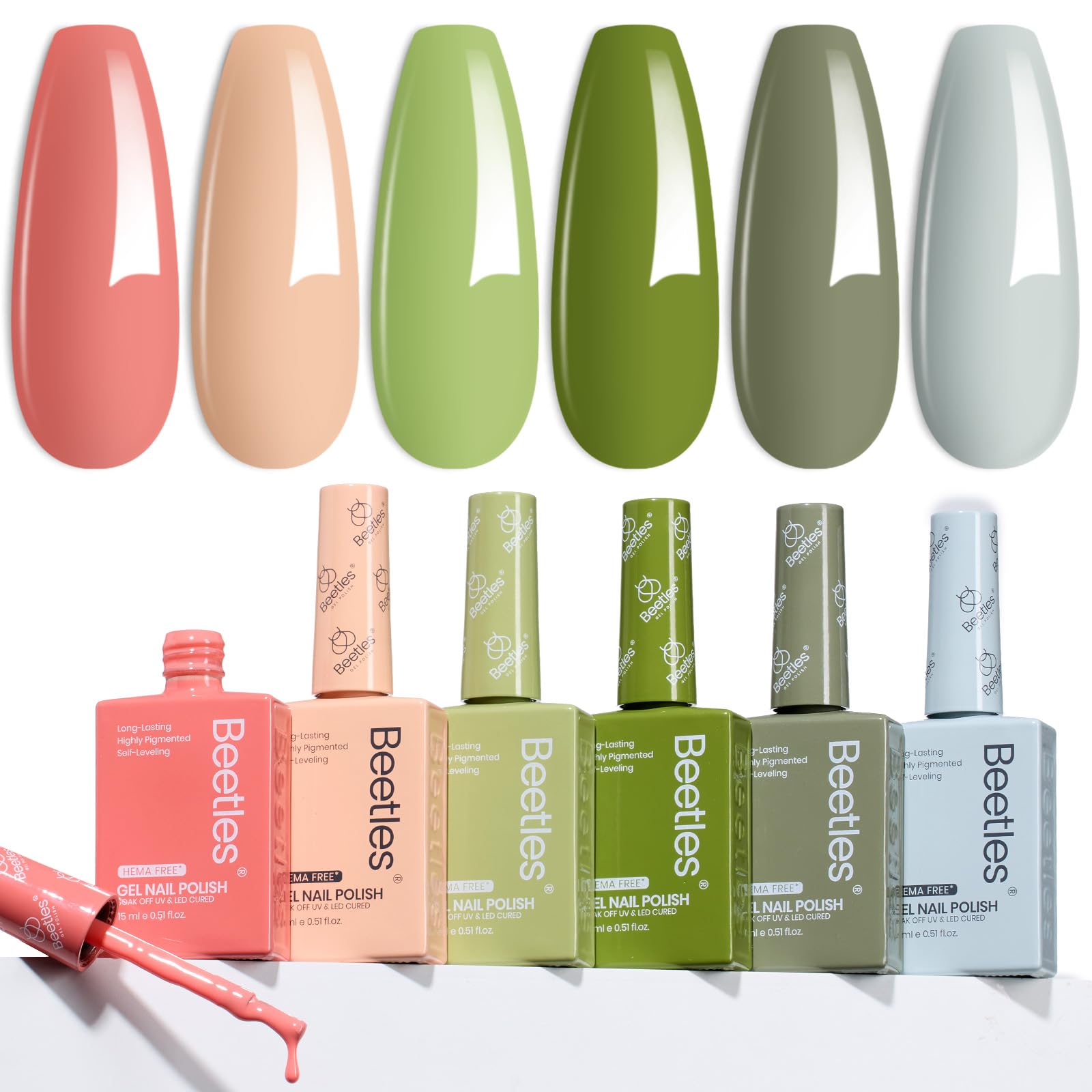 Hema Free Lakeside Serenity - Colorful Bottle 6 Color Each 15ml Gel Polish