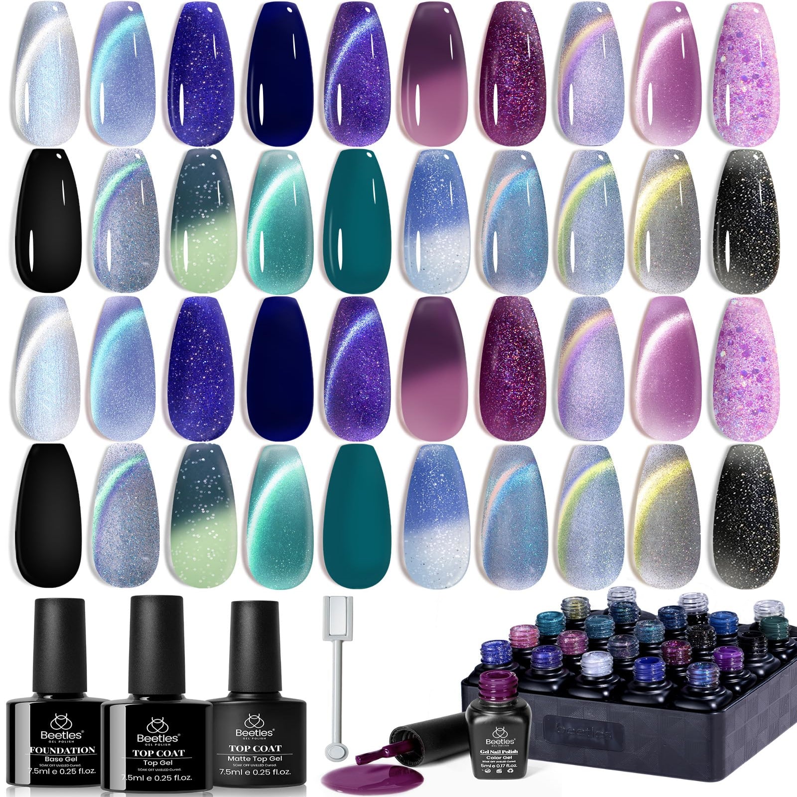 Beetles Stellar Mirage  - 20 Colors Fall Halloween Jelly Cat Eye Color Changing Gel Polish Set