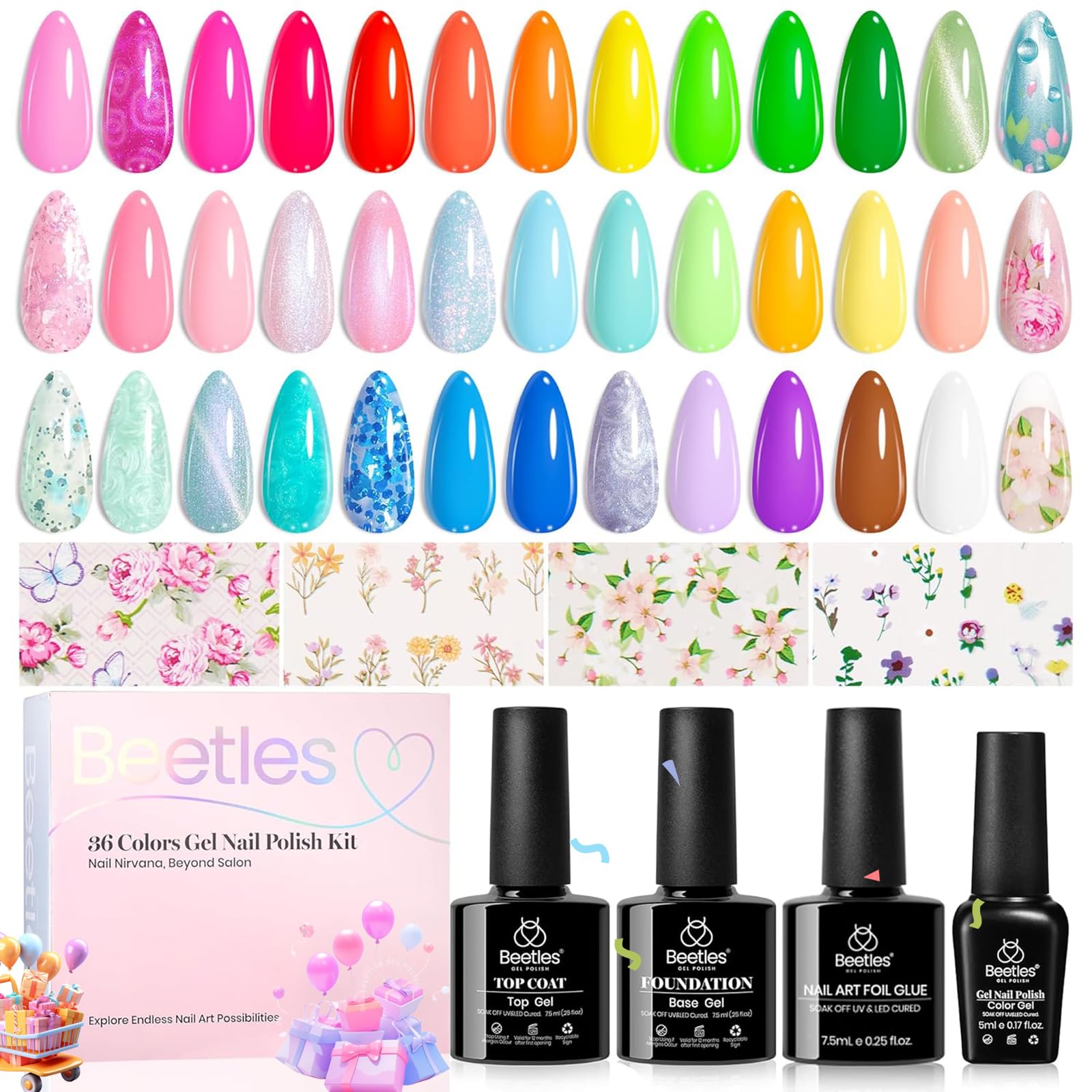 Impressionist Garden - 36 Nail Pastel Gel Polish Colors