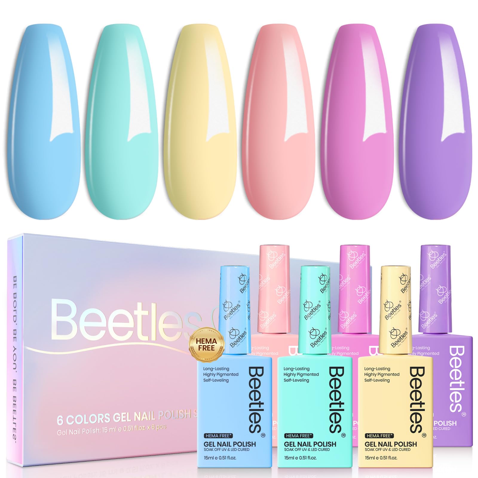 Hema-free Unicorn Collection | Colorful Bottle 6 Color Each 15ml Blue Yellow Pink Gel Polish