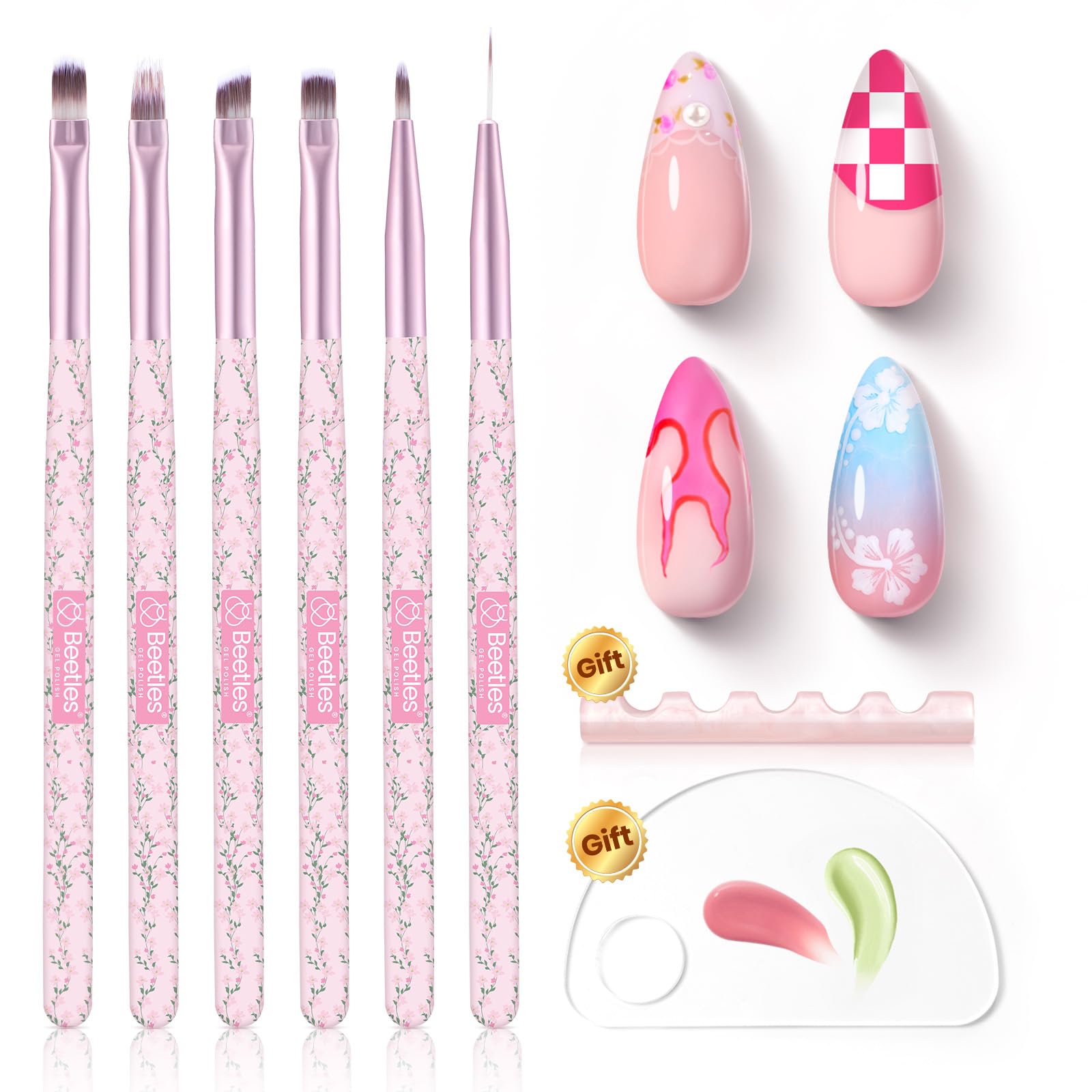 6 Pcs Nail Art Brushes Set: Precision Gel Application – Beetles