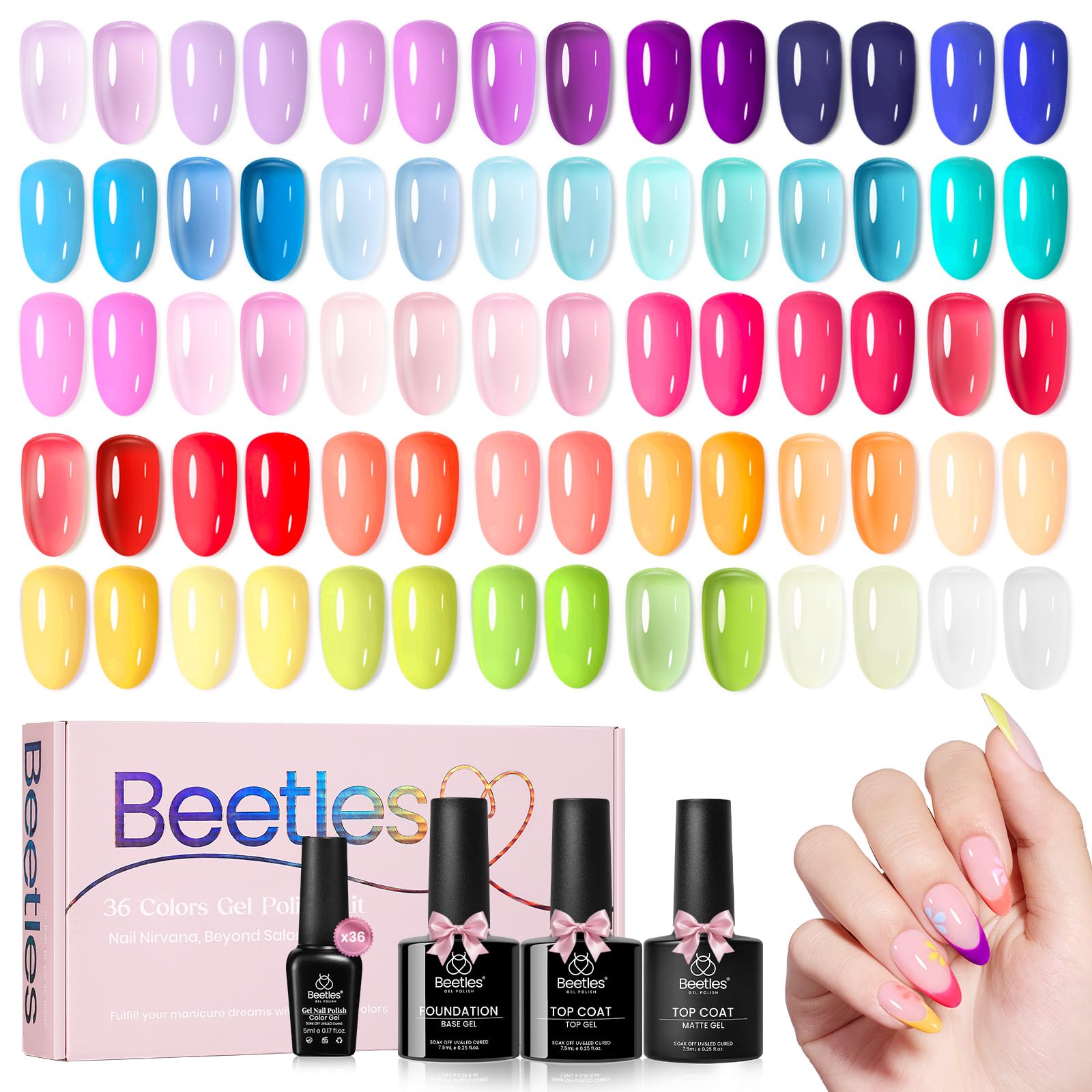 Beetles Gel Nail Polish Set - 36 Colors Dewdrop Flora Gel Nail Kit