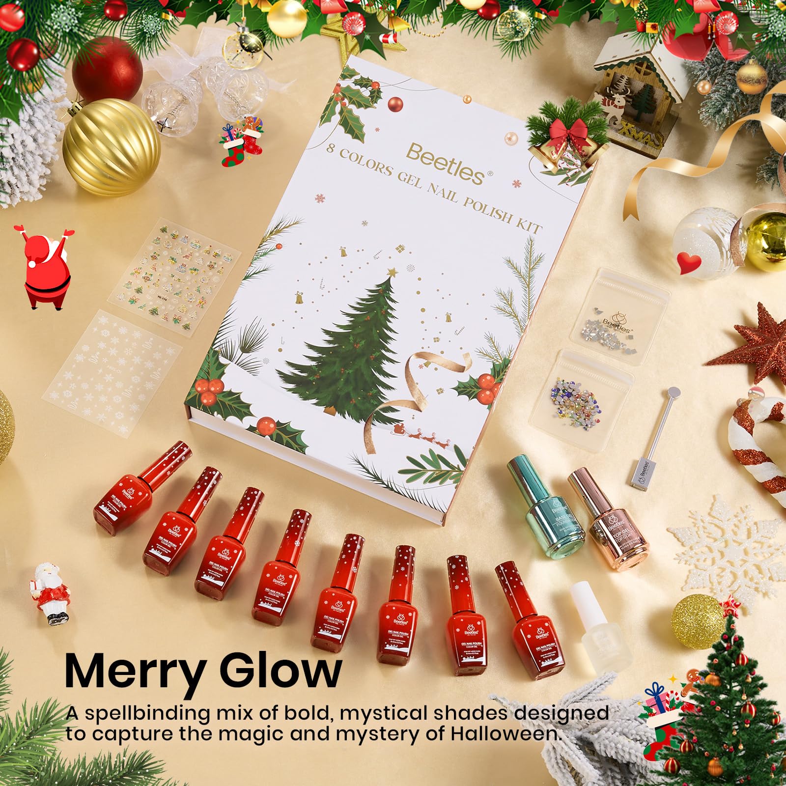 Beetles Christmas Gel Polish Set - Merry Glow 8 Colors Holiday Gift Box