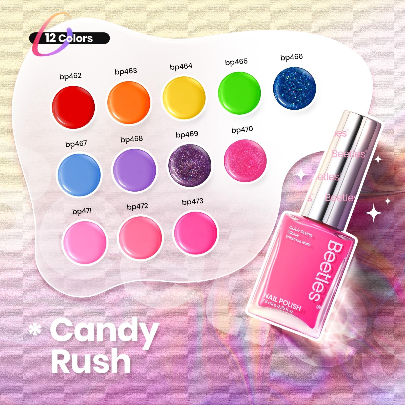 (Each $2.49) Candy Rush | 12 Neon Colors Air Dry Nail Polish