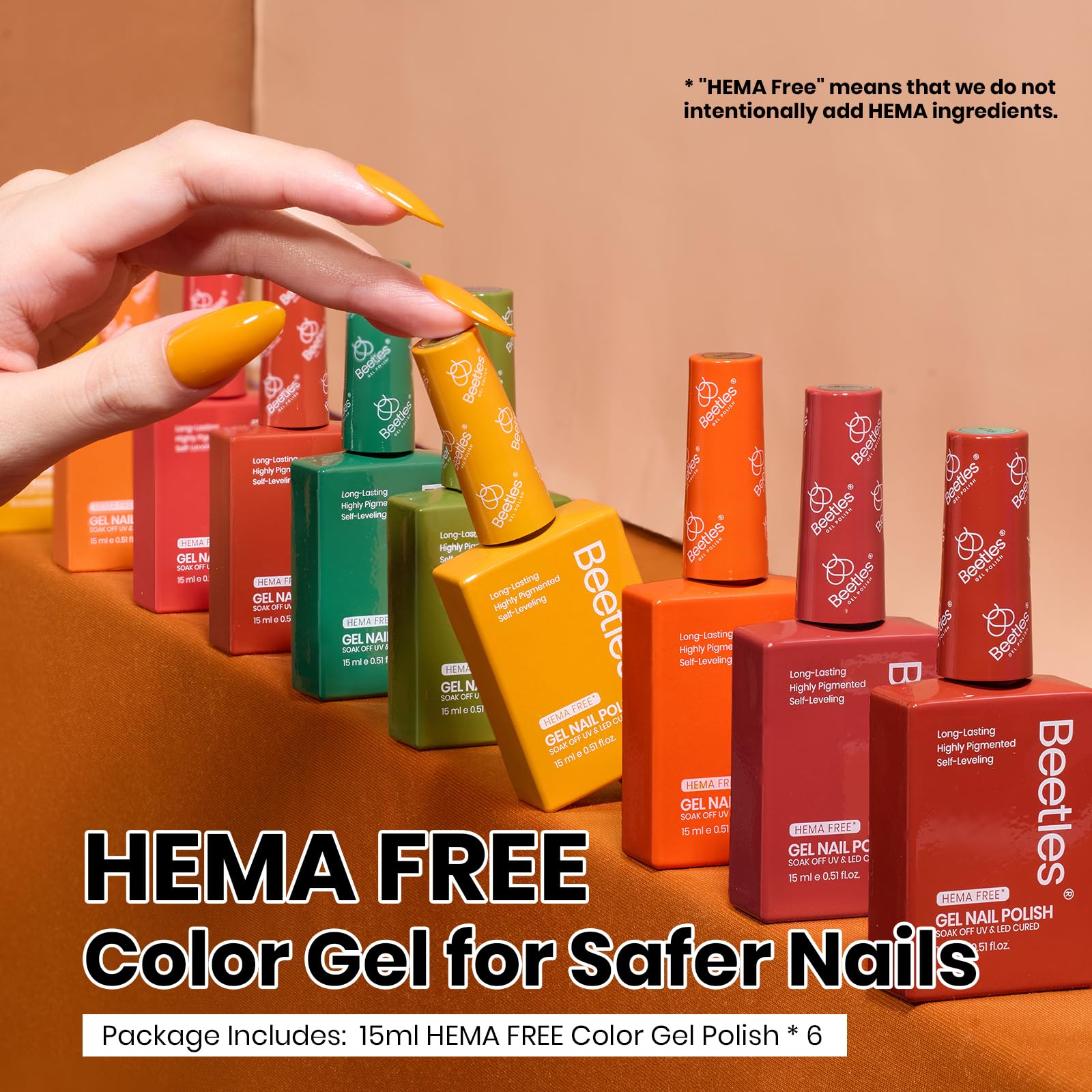 Hema Free Golden Hour - 6PCS Burgundy Orange Dark Red Green Gel Nail Polish Kit