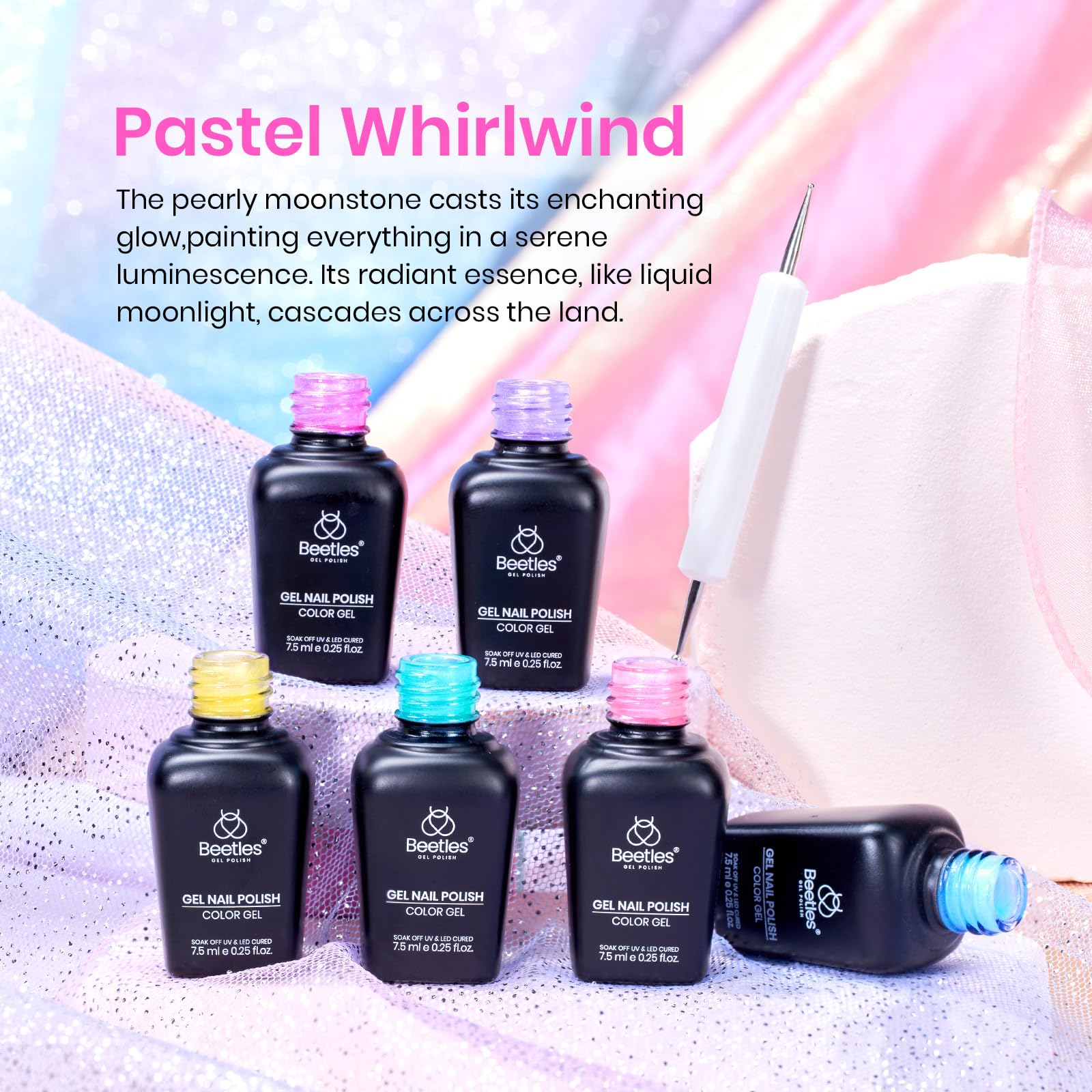 Pastel Whirlwind | 6 Colors Shell Thread Dreamy Mermaid Gel Polish Set