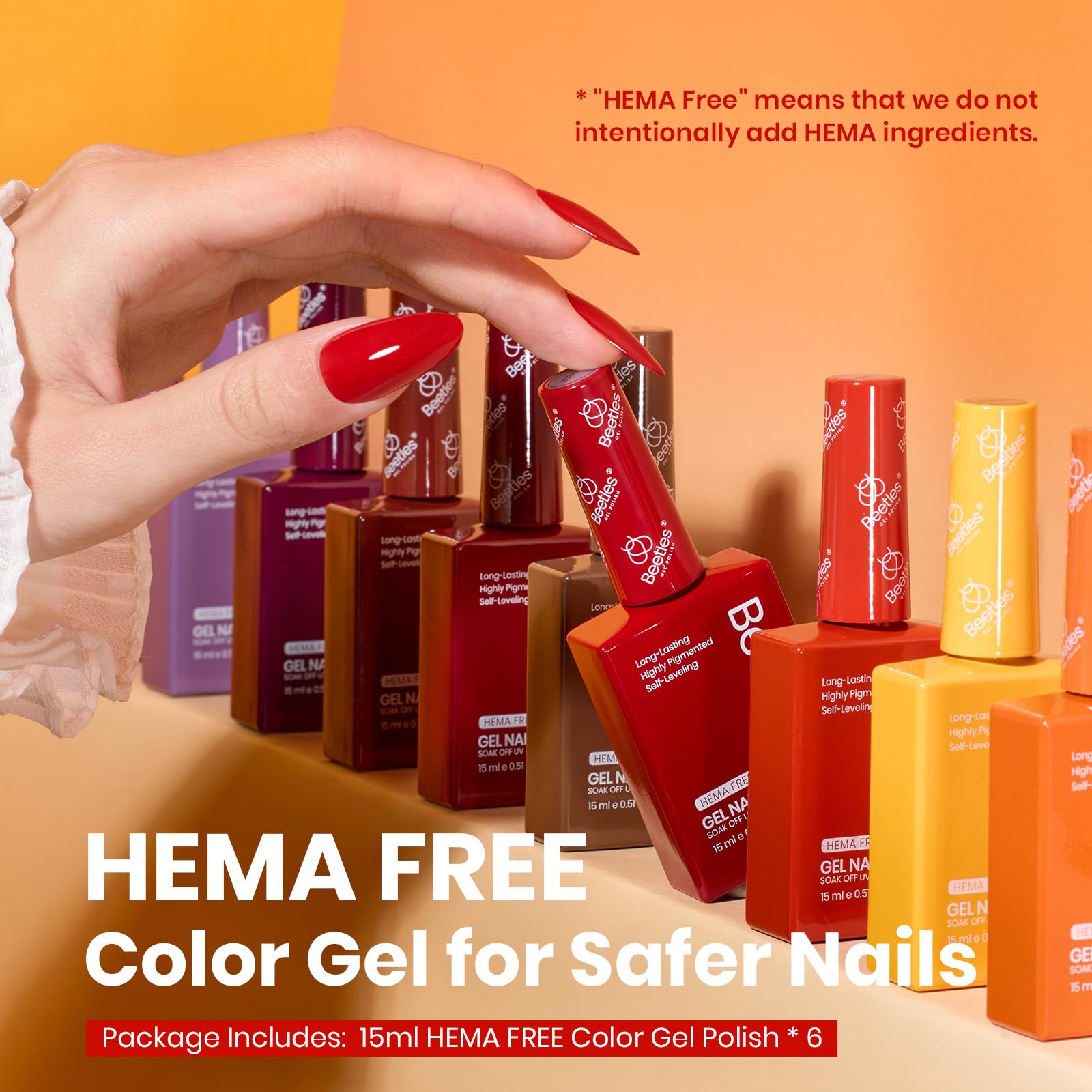 Hema-free Autumn Dusk - 6 Colors Burgundy Orange Brown Dark Red Yellow Fall Gel Nail Polish Set