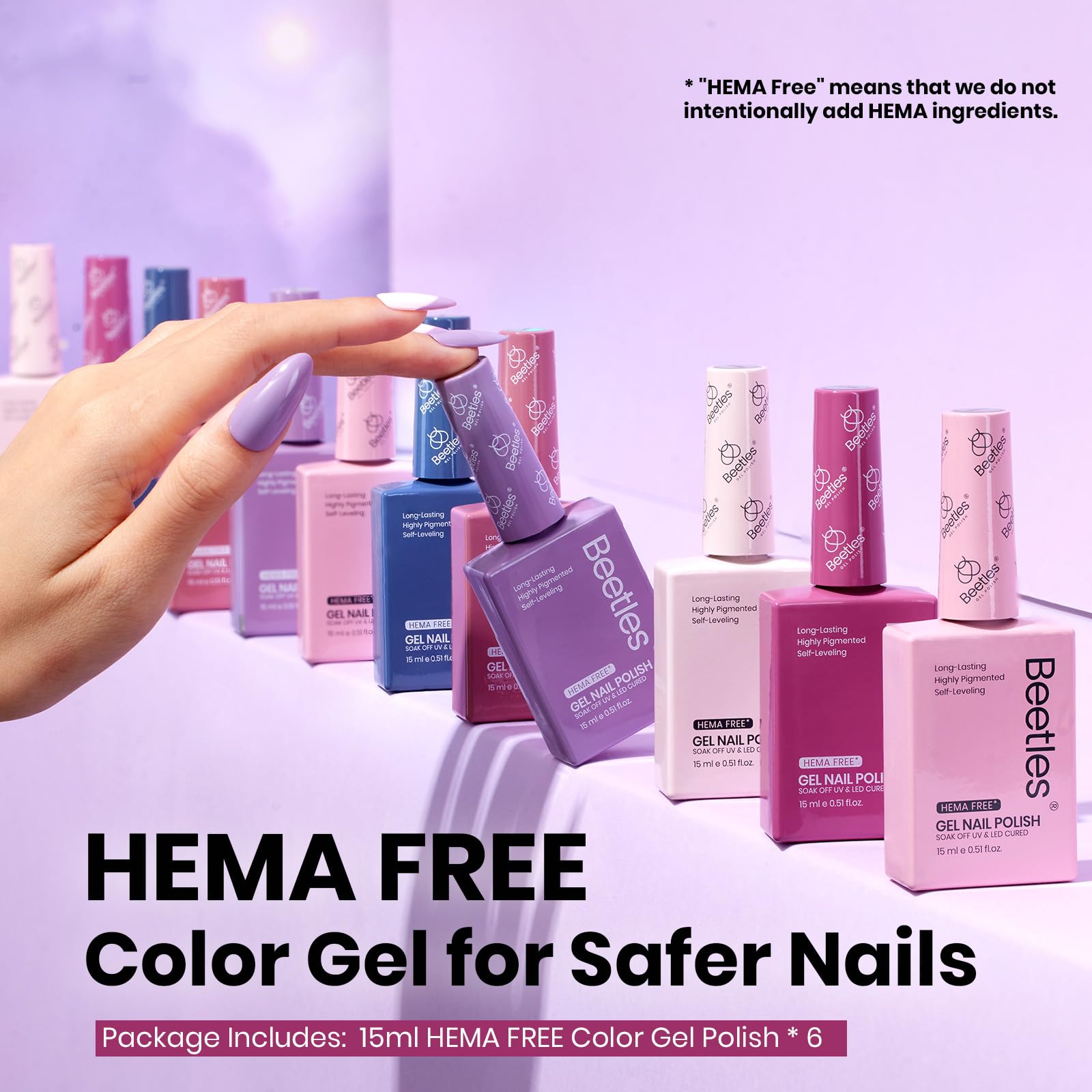 Serene Afternoon  - Hema Free Colorful Bottle 6 Color Each 15ml Gel Polish