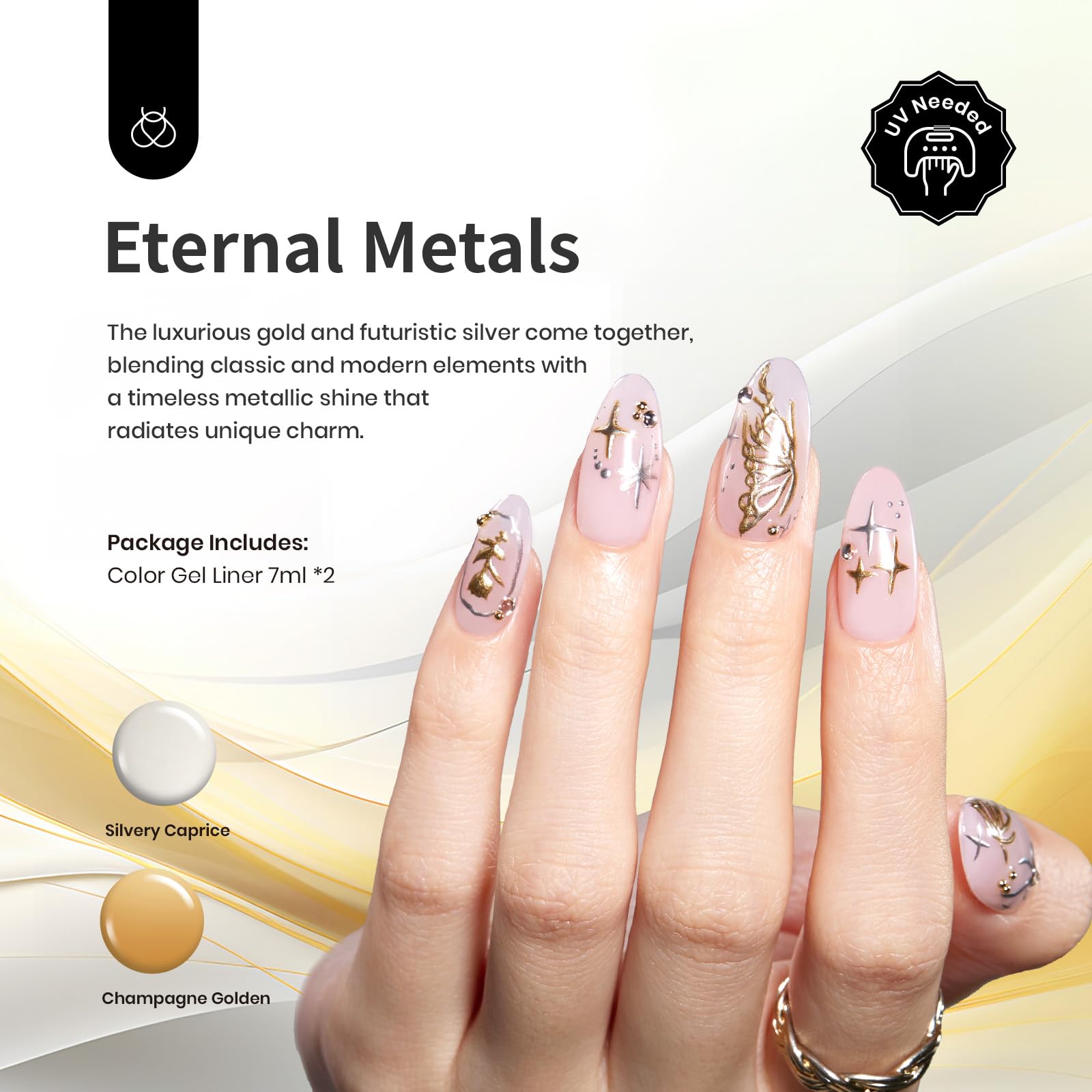 2pcs Silver Gold Gel Liner Set - Nail Art Gel Liner