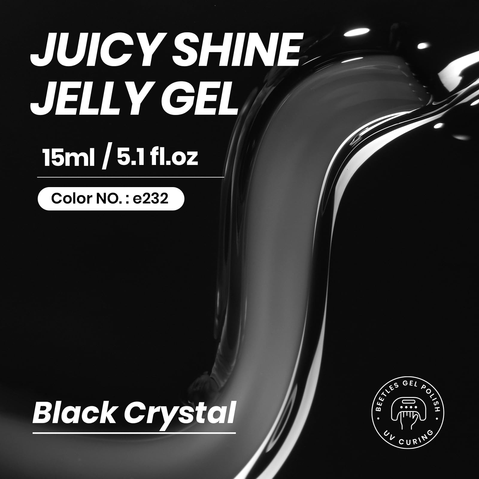 15ML Black Crystal Jelly Sheer Gel Nail Polish